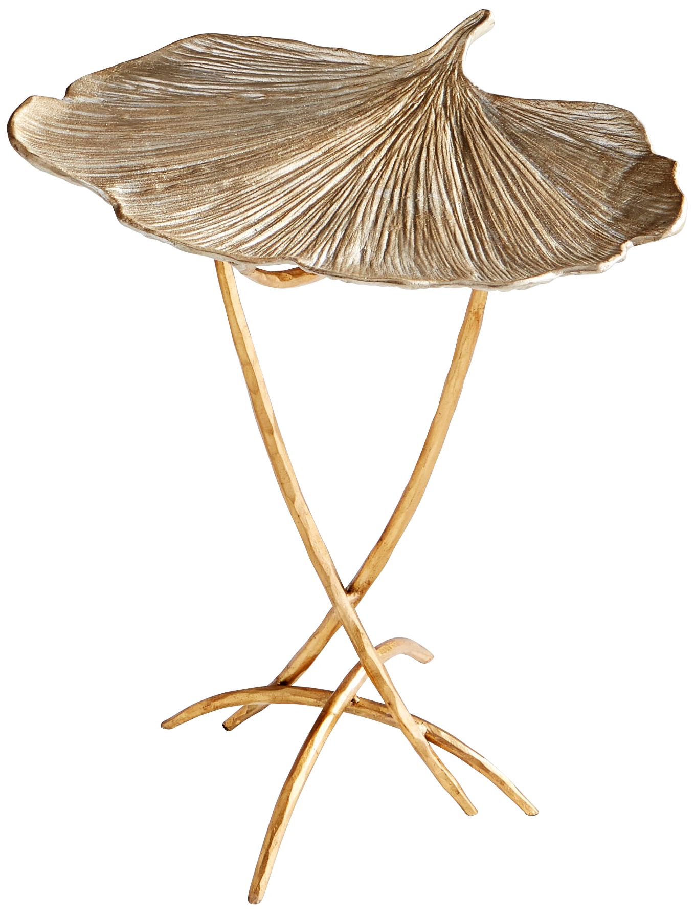 Fantasia 22 14" Wide Silver and Gold Leaf Metal Frond Table