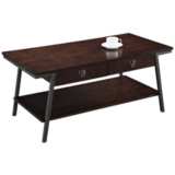 Empiria 44&quot; Wide Hand-Finished Walnut 2-Drawer Coffee Table