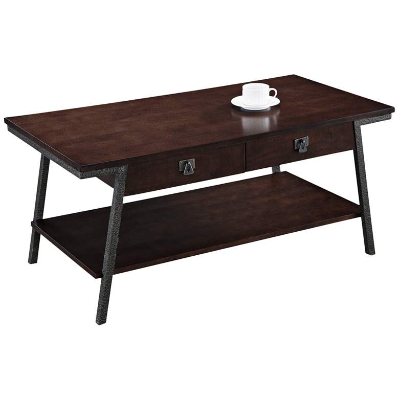 Image 2 Empiria 44" Wide Hand-Finished Walnut 2-Drawer Coffee Table