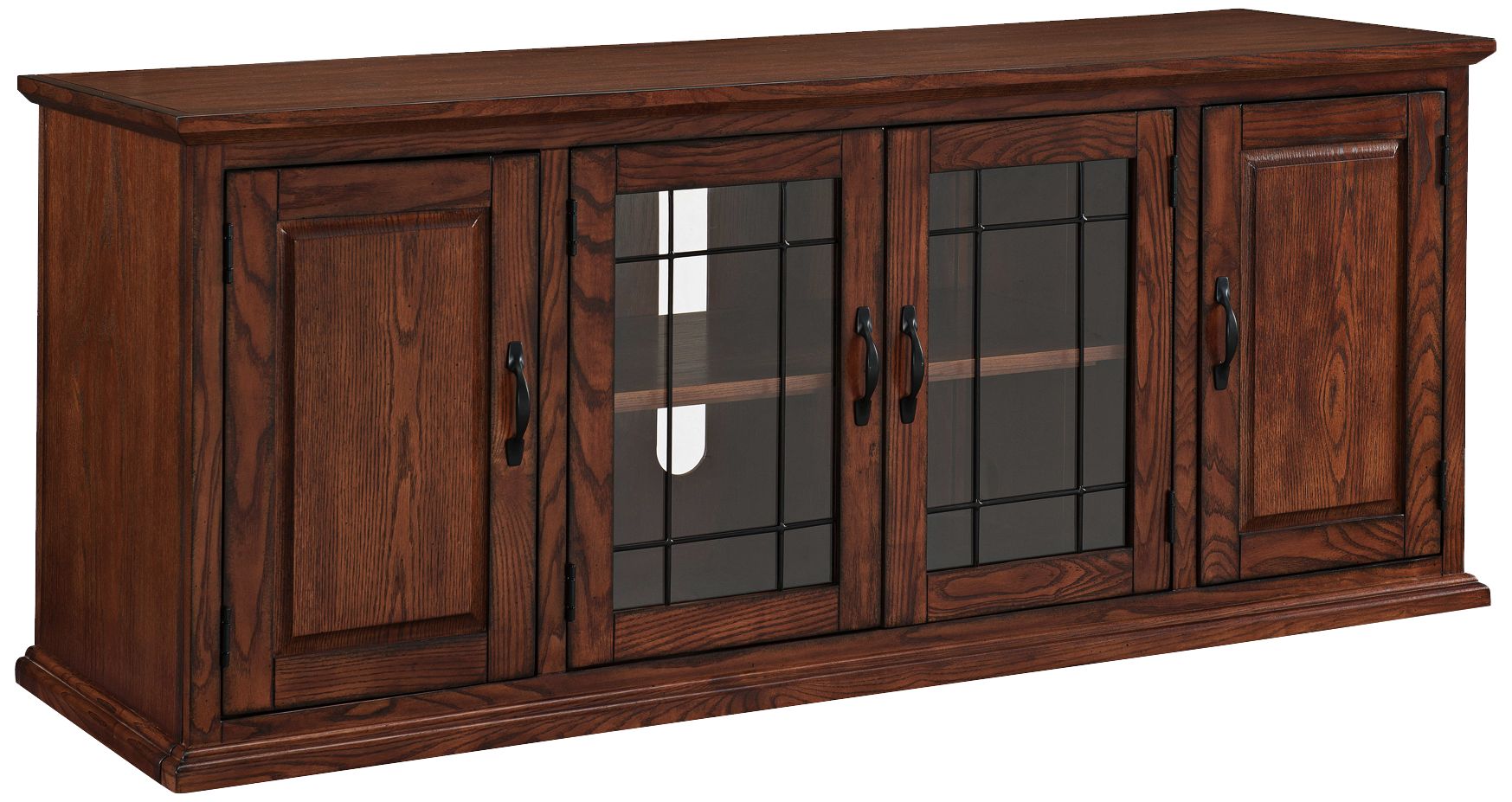 Leick 60" Wide Burnished Oak 4-Door TV Stand Cabinet