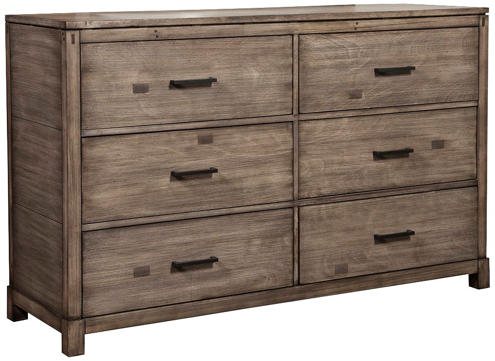 Sydney 60" Wide Weathered Gray 6-Drawer Dresser