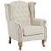 Williamsburg Natural Linen Tufted Traditional Wingback Armchair