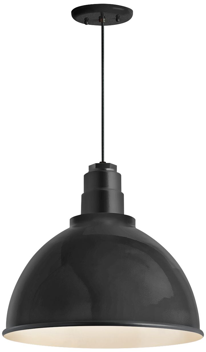 RLM Deep Reflector 12" Wide Black Outdoor Hanging Light