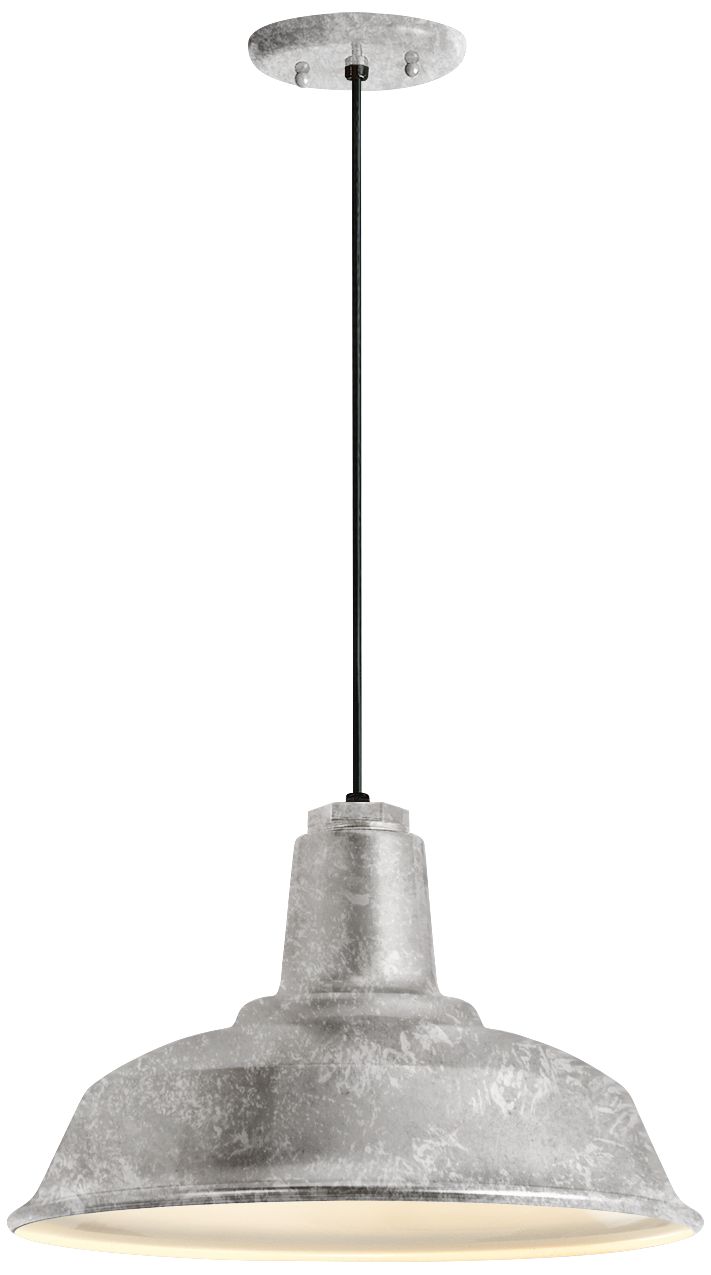 RLM Heavy Duty 14" Wide Galvanized Outdoor Hanging Light