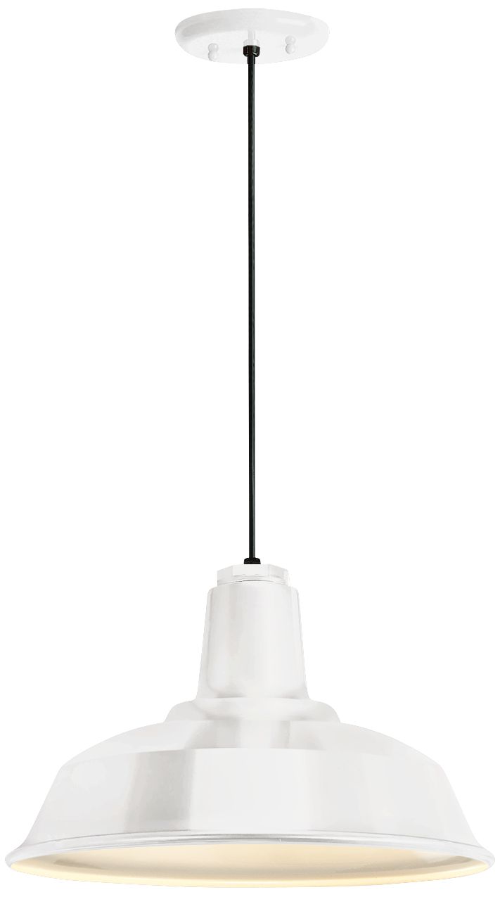 Heavy Duty 14" Wide Gloss White Outdoor Hanging Light