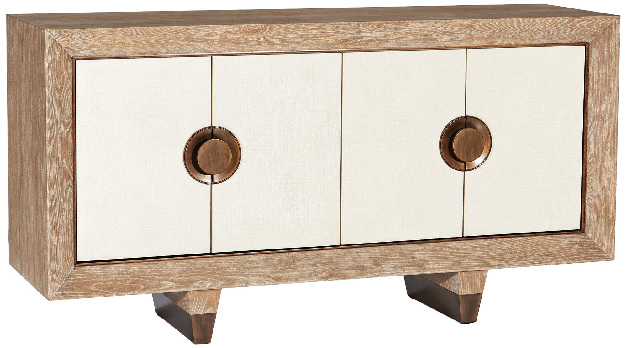 Geneva 68" Wide White Oak Wood Modern Media Cabinet