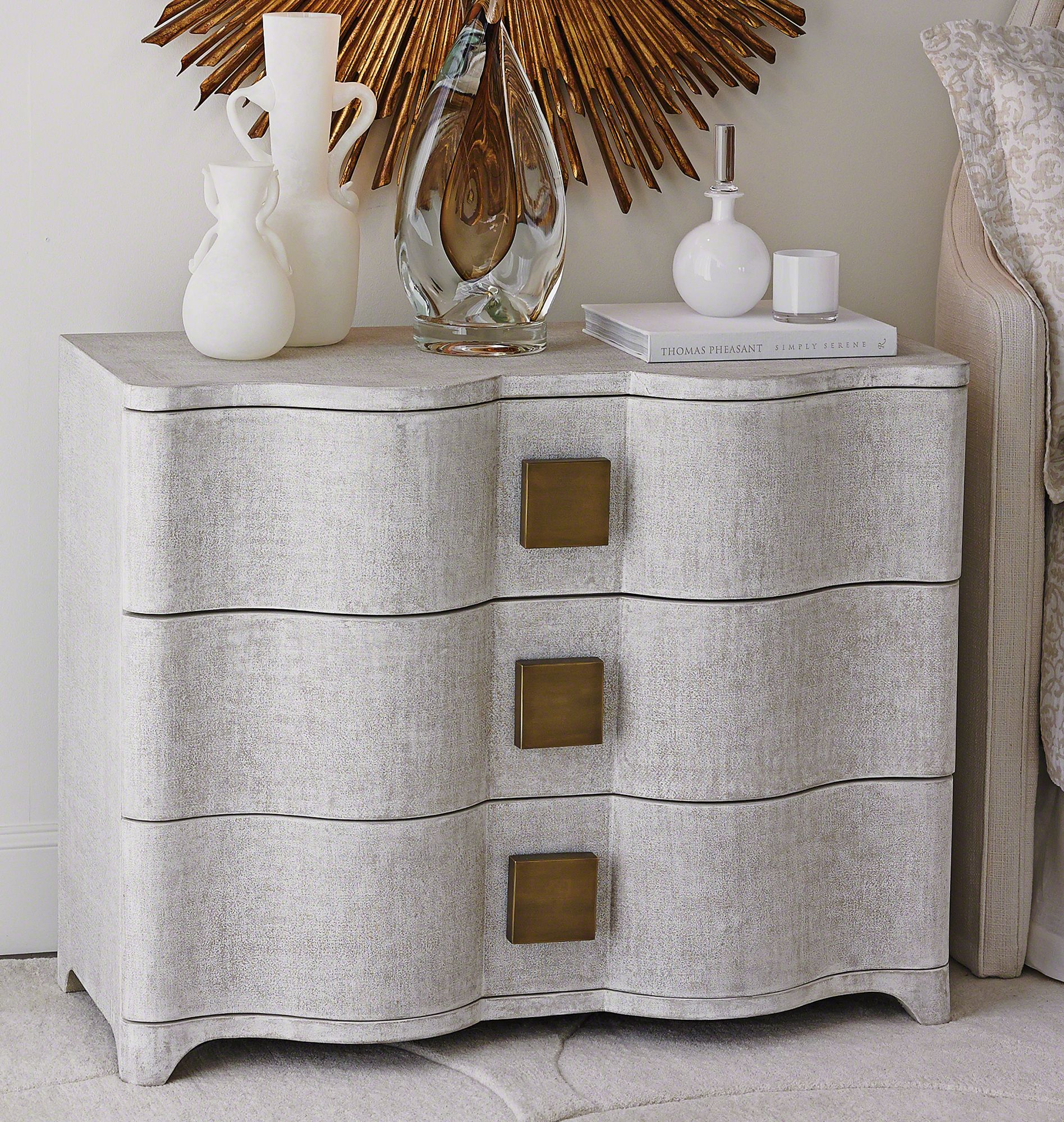 Global Views Toile 40" Wide Belgian Linen Chest of Drawers