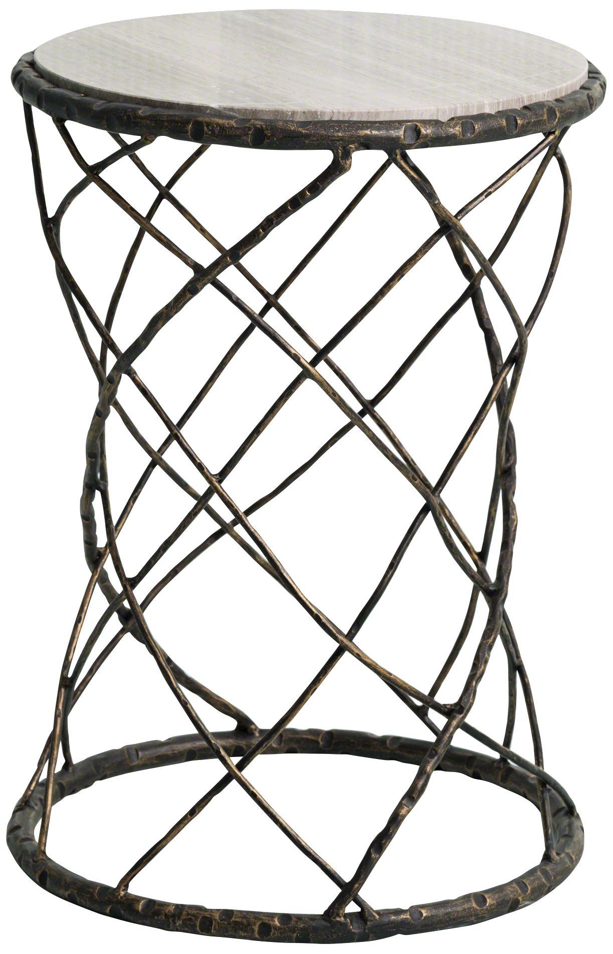 Tango 16" Wide White Granite and Bronze Accent Table