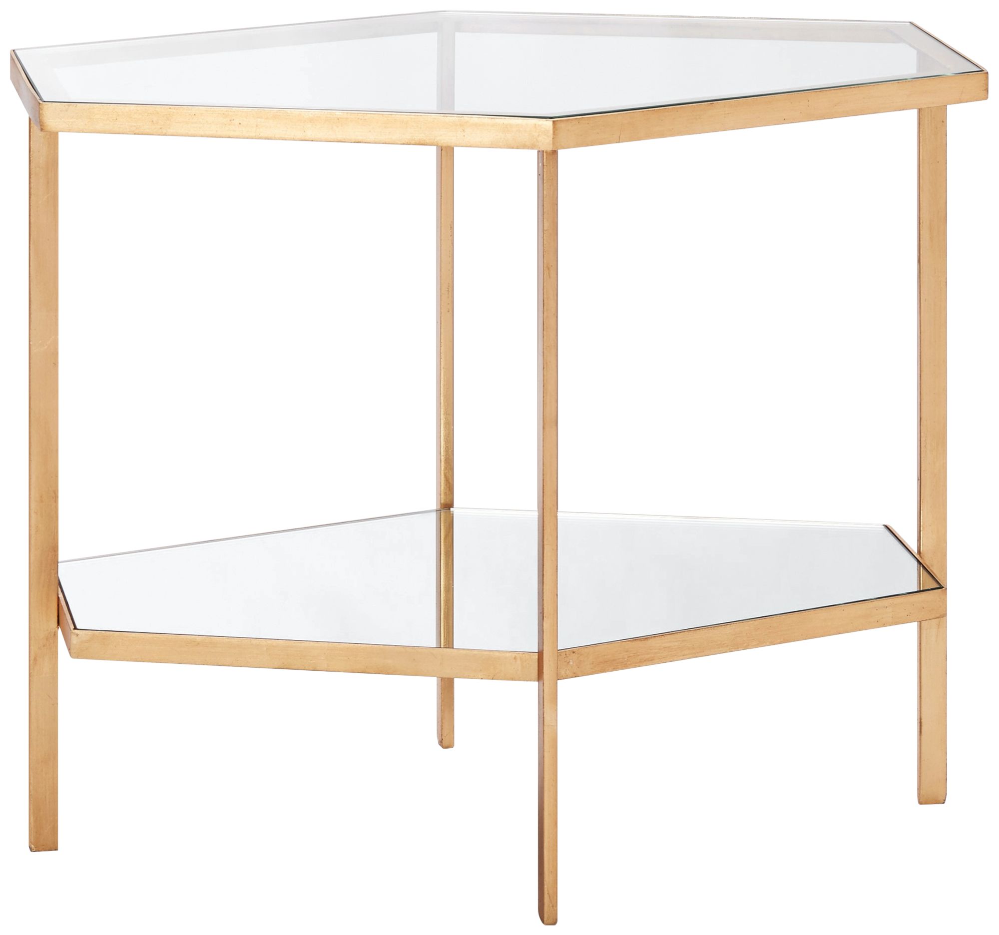 Regal Gold 25" Wide Glass Top Hexagonal Modern Table