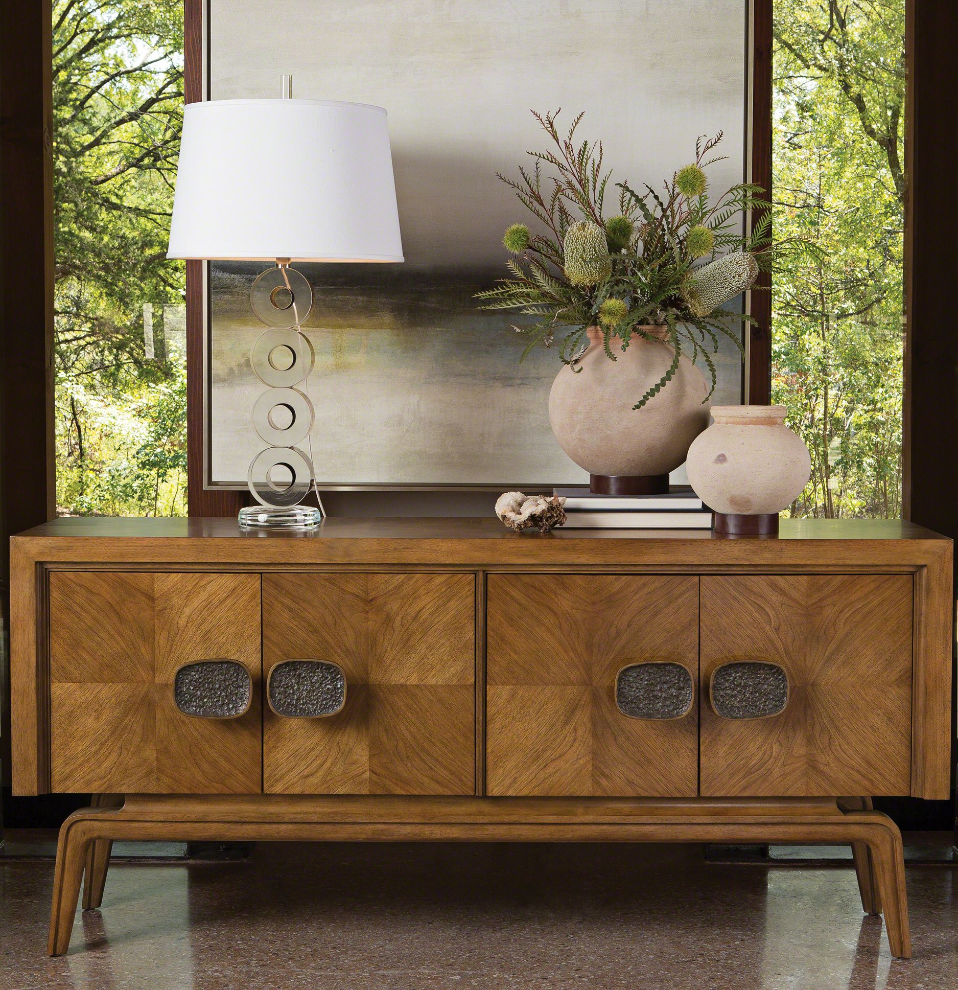 Vienna 72" Wide Walnut Wood 4-Door Sideboard