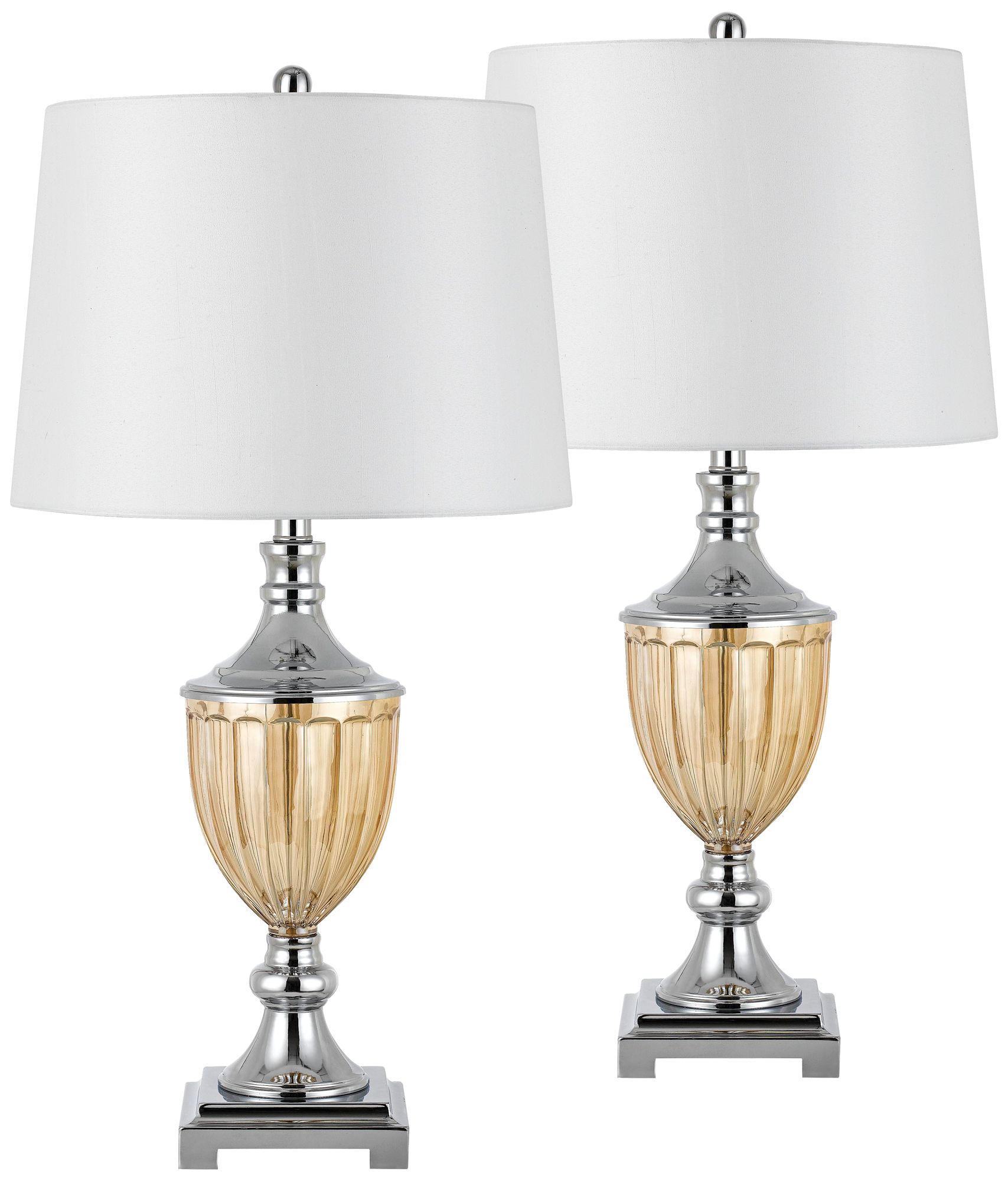 gold and silver table lamps