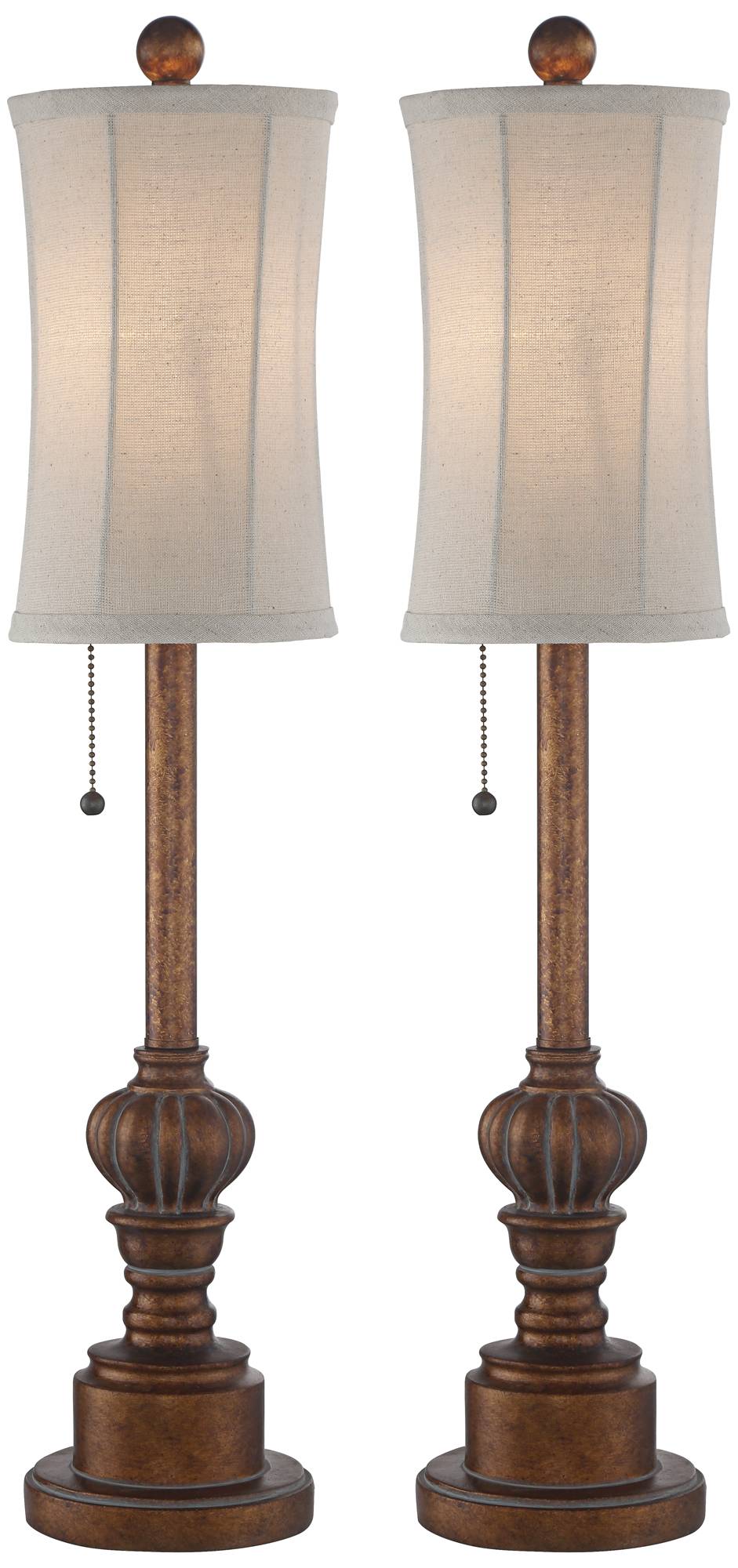 Traditional Buffet Table Lamps Set of 2 Wood Fabric for ...