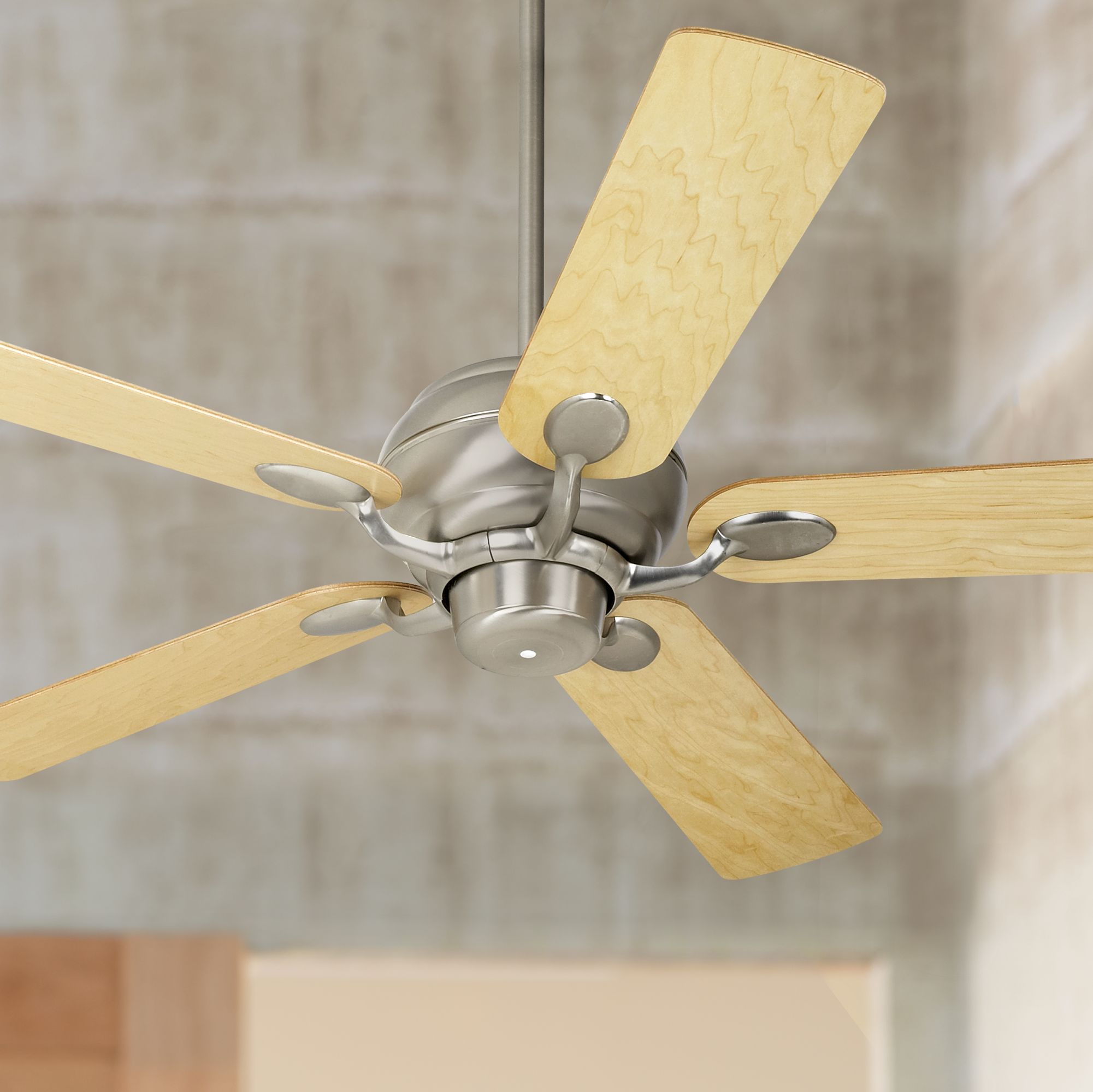 Details About 52 Modern Ceiling Fan Brushed Nickel Maple Veneer Living Room Kitchen Bedroom