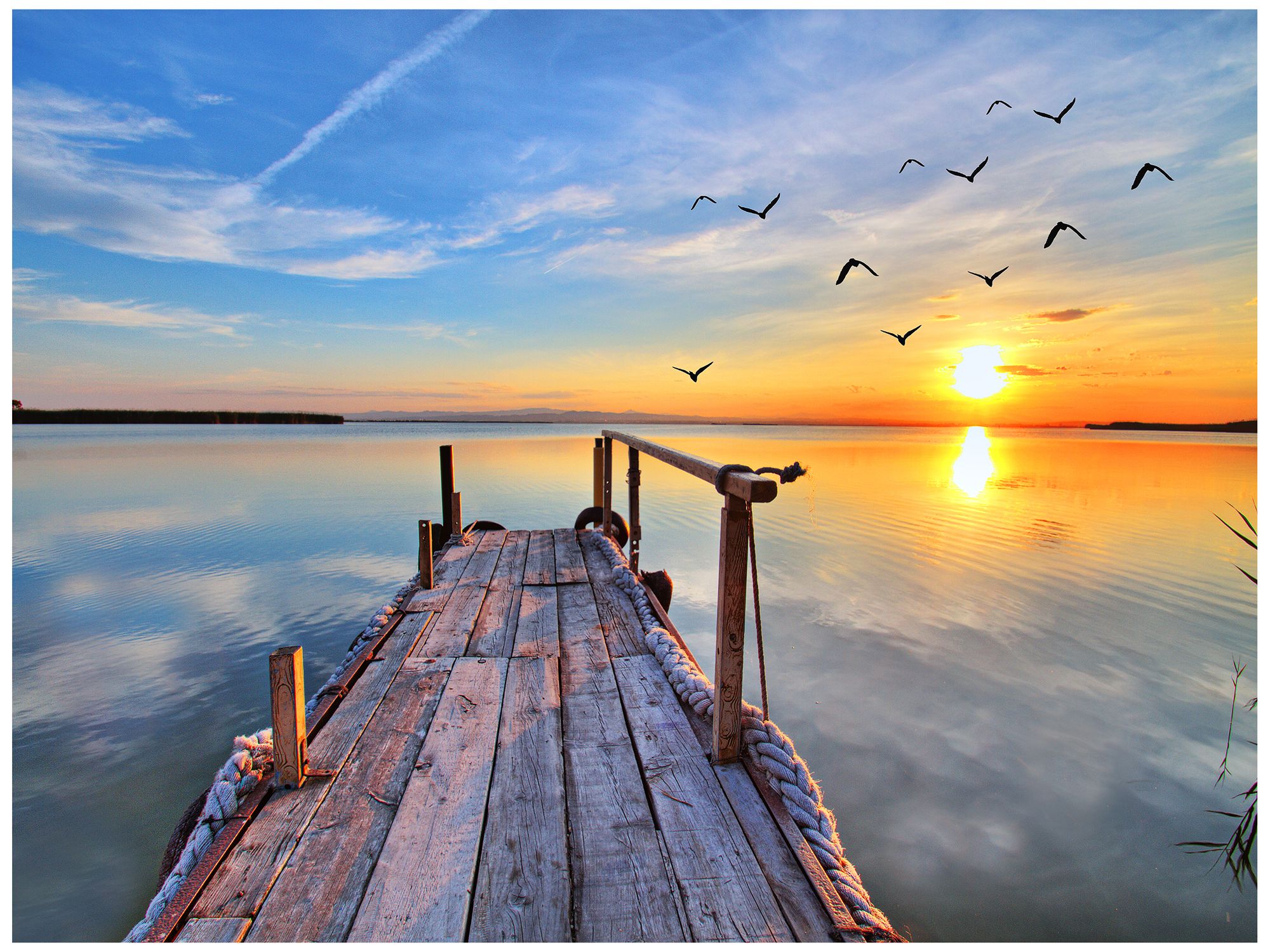 Fishing Dock 40" Wide All-Season Outdoor Canvas Wall Art