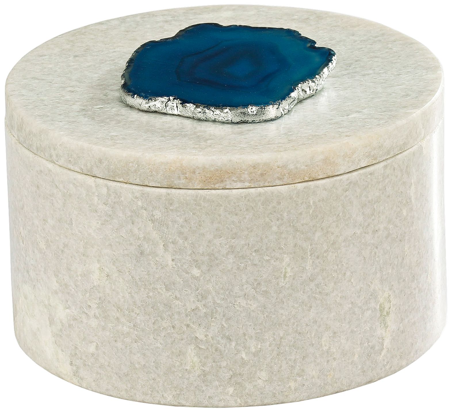Antilles White Marble and Blue Agate Round Box