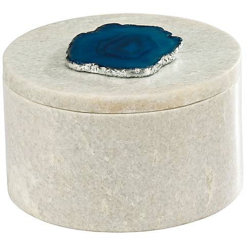Antilles White Marble and Blue Agate Round Box