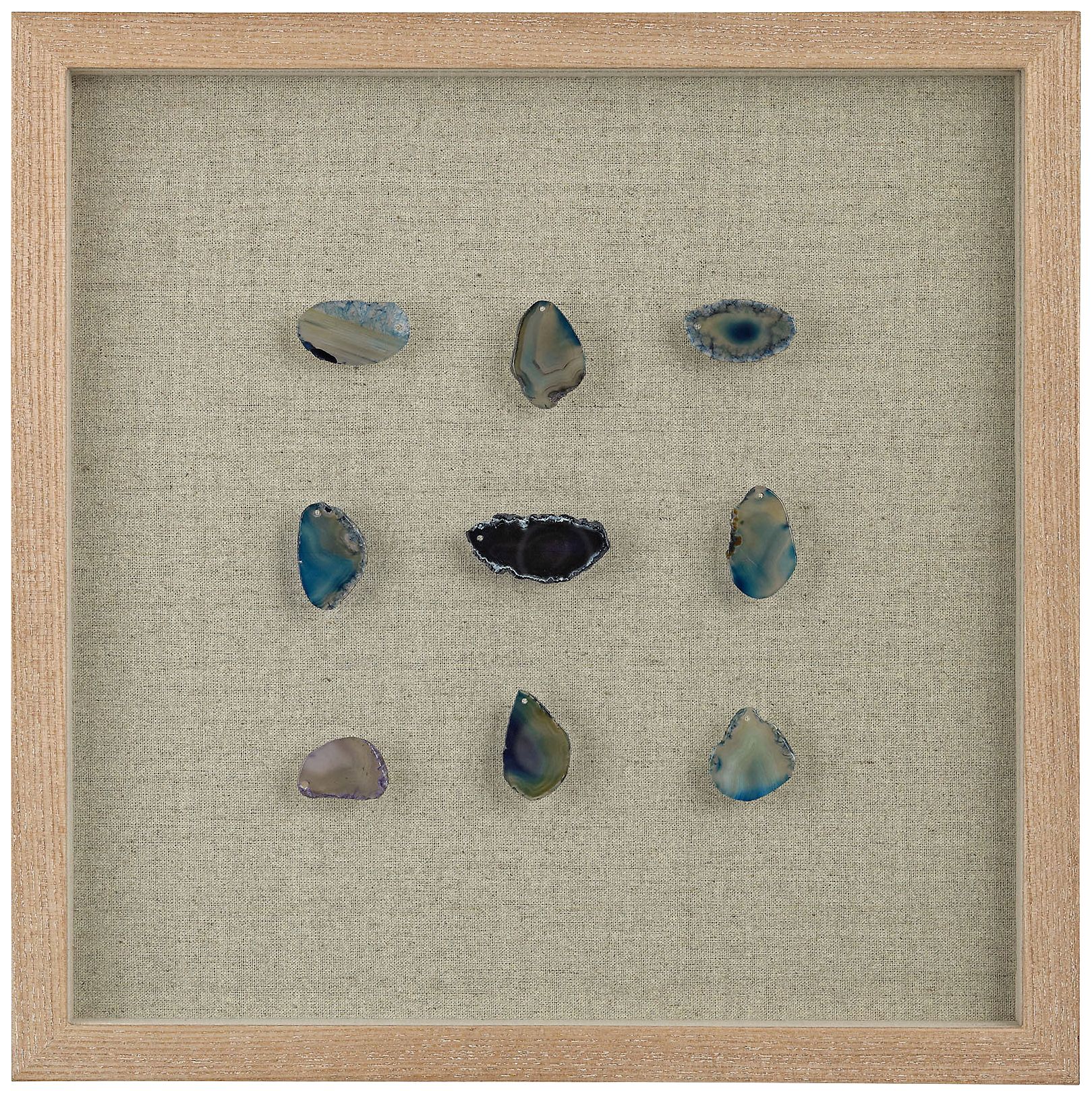 Paraiba Blue Agate 17" Square Shadow Box Wall Art