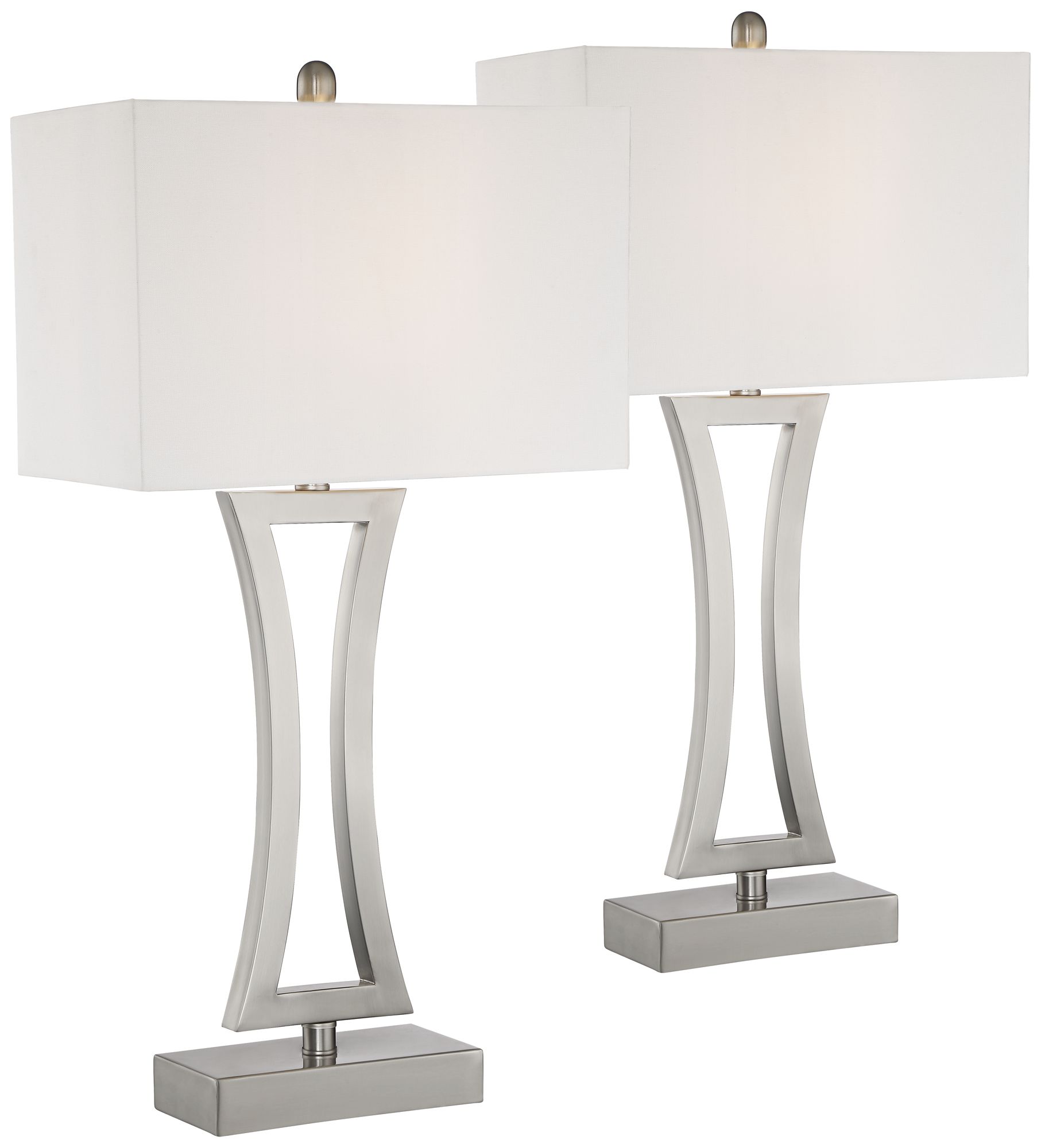 Roxie Brushed Nickel Metal Table Lamps Set of 2 11P72 Lamps Plus
