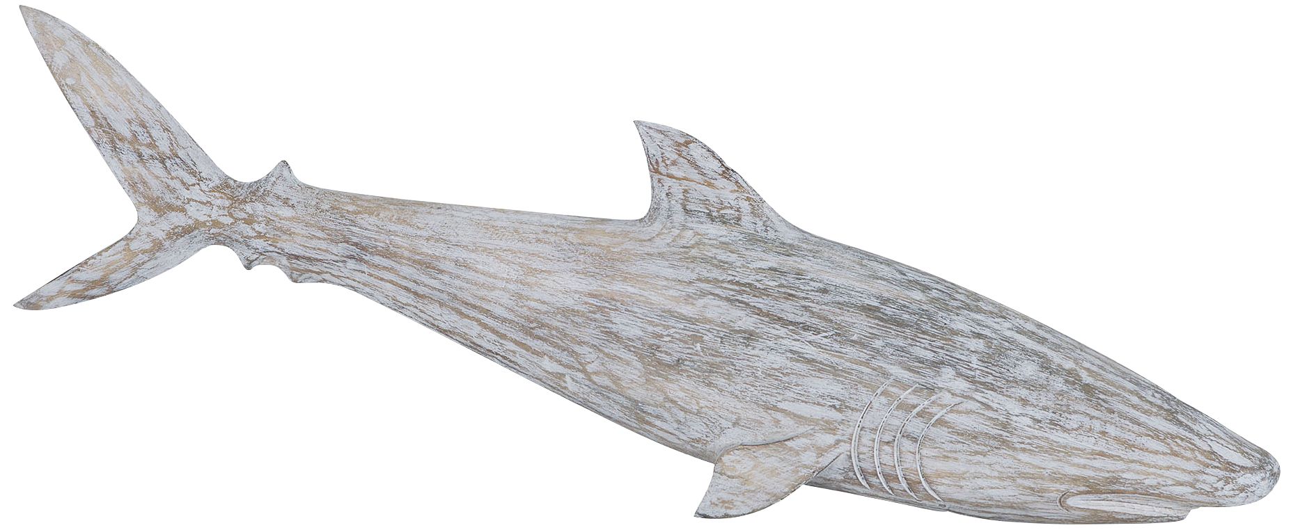 Cocos Island 32 34&quot W White Wash Wooden Shark Statute