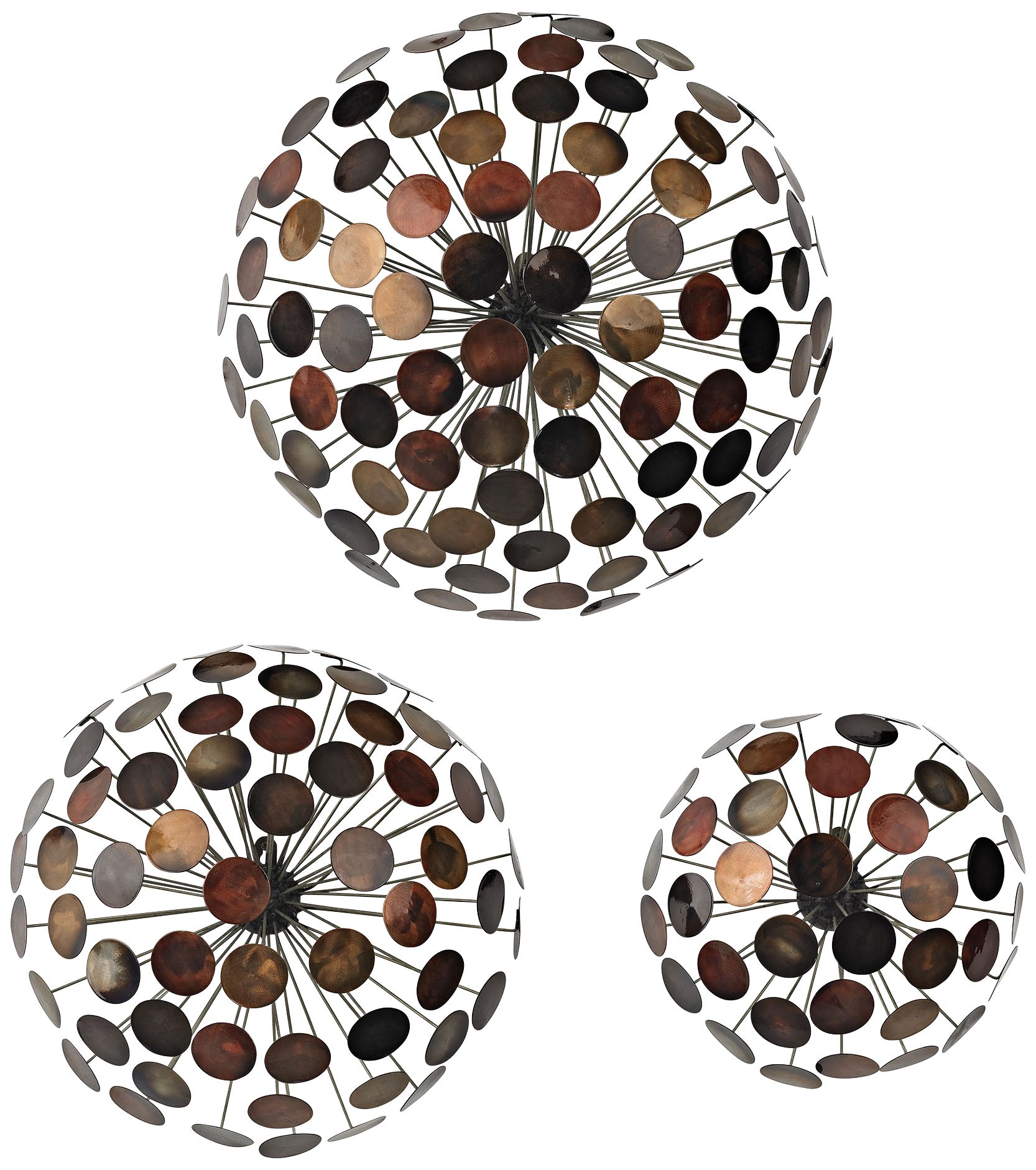 Dandelion Copper 3-Piece Metal Wall Sculpture Set