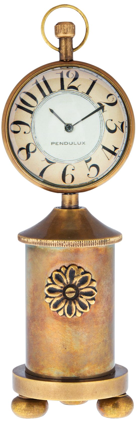 Charlotte 6 12" High Antique Brass Stovepipe Table Clock
