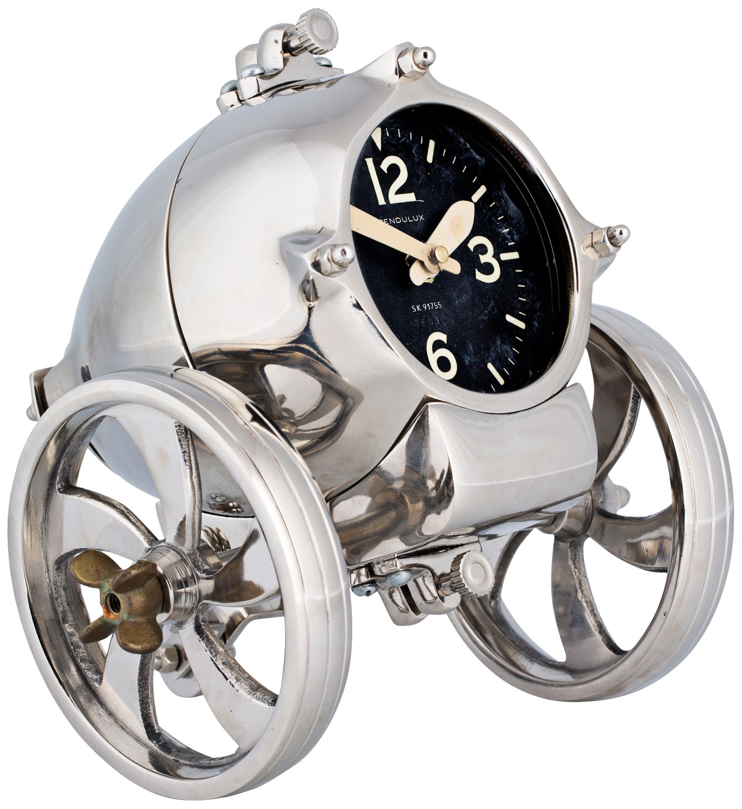 Rover 8" Wide Polished Steam Age Industrial Table Clock