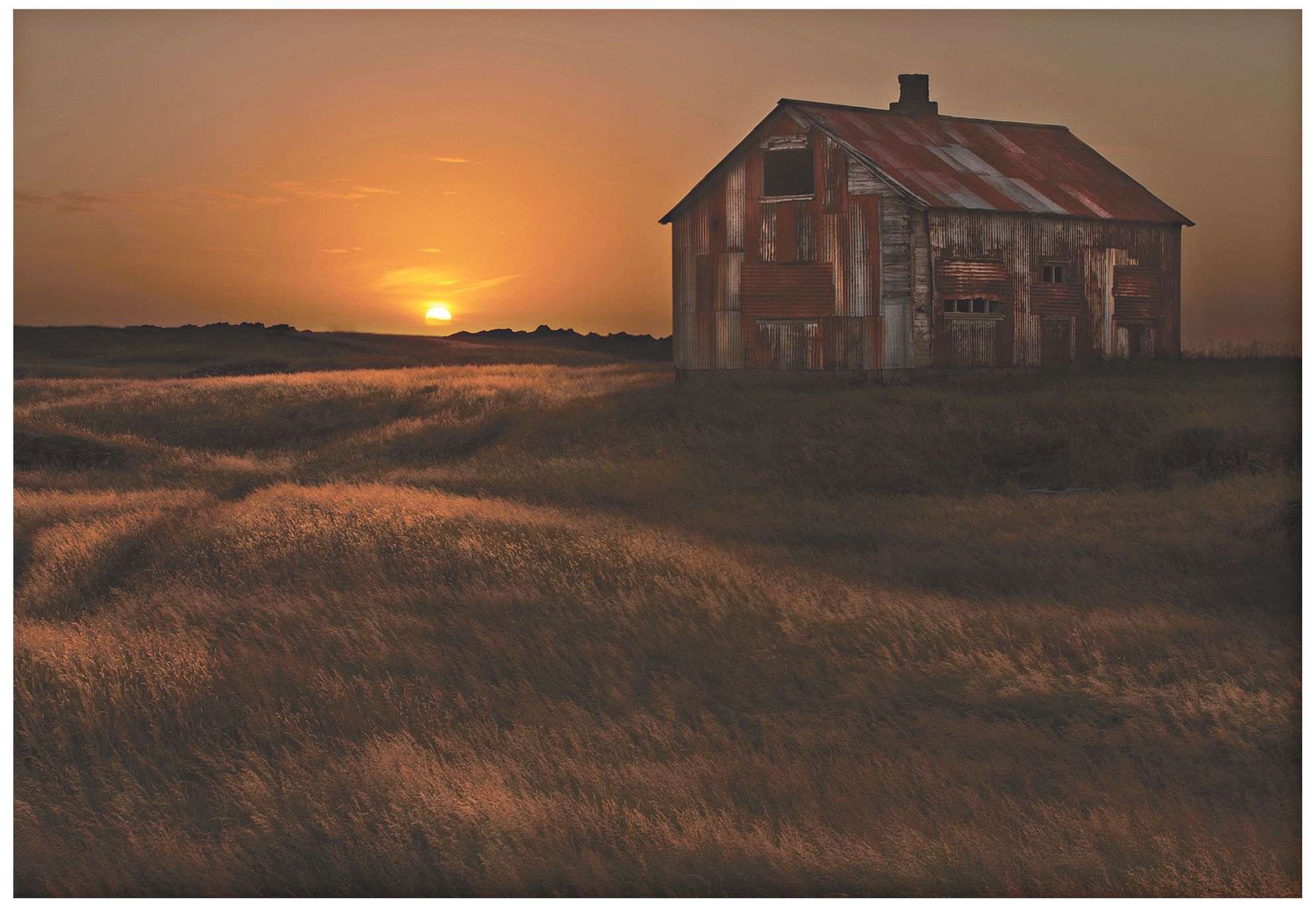 September Barn 32" Wide Giclee Metal Wall Art