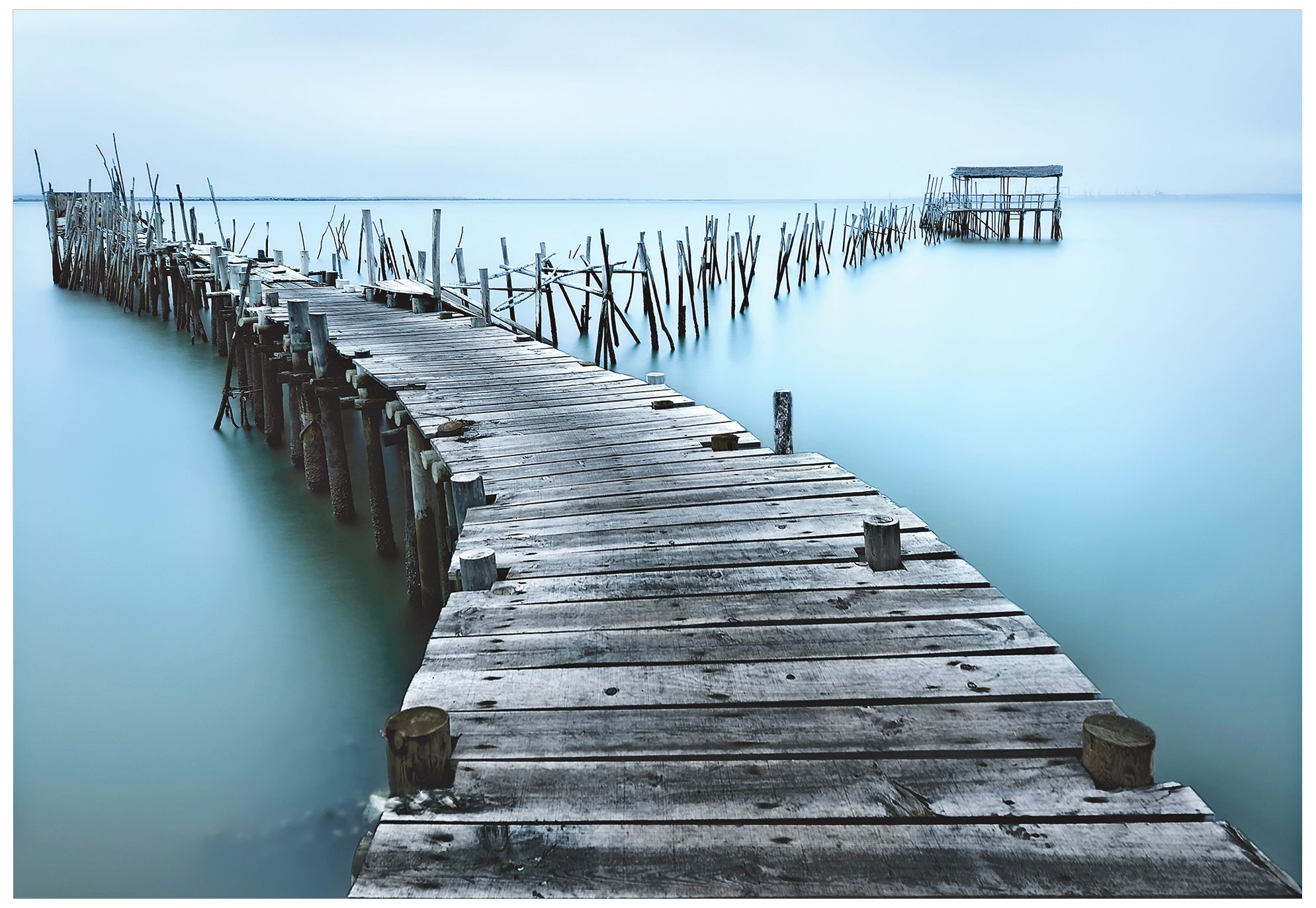 Old Aqua Dock 32" Wide Giclee Metal Wall Art