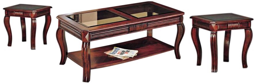 Christoff Cherry Wood Finish 3-Piece Living Room Table Set