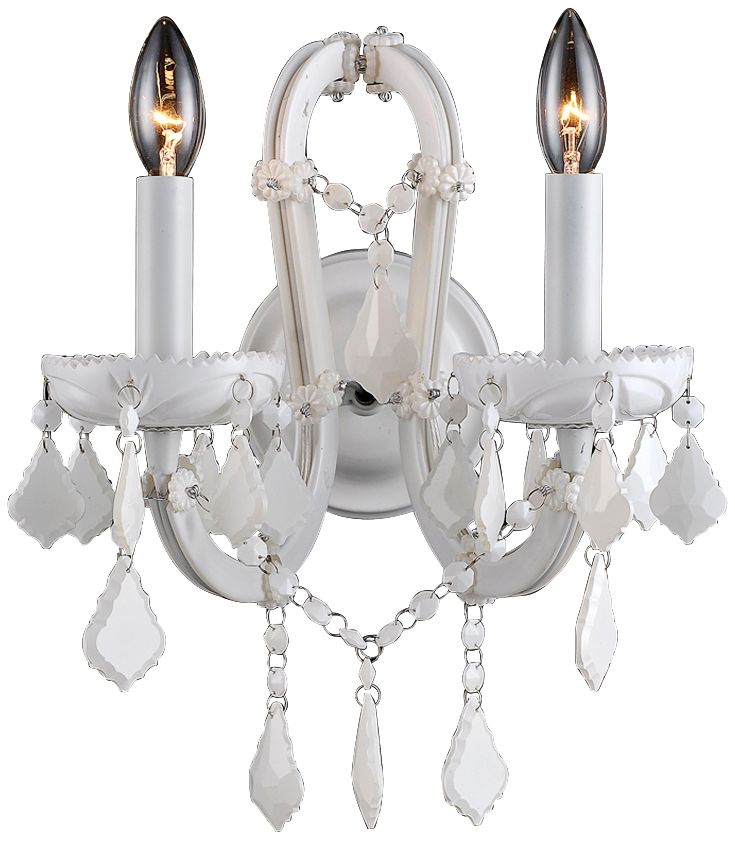 Avenue Casa Blanca Way 15" High White Crystal Wall Sconce