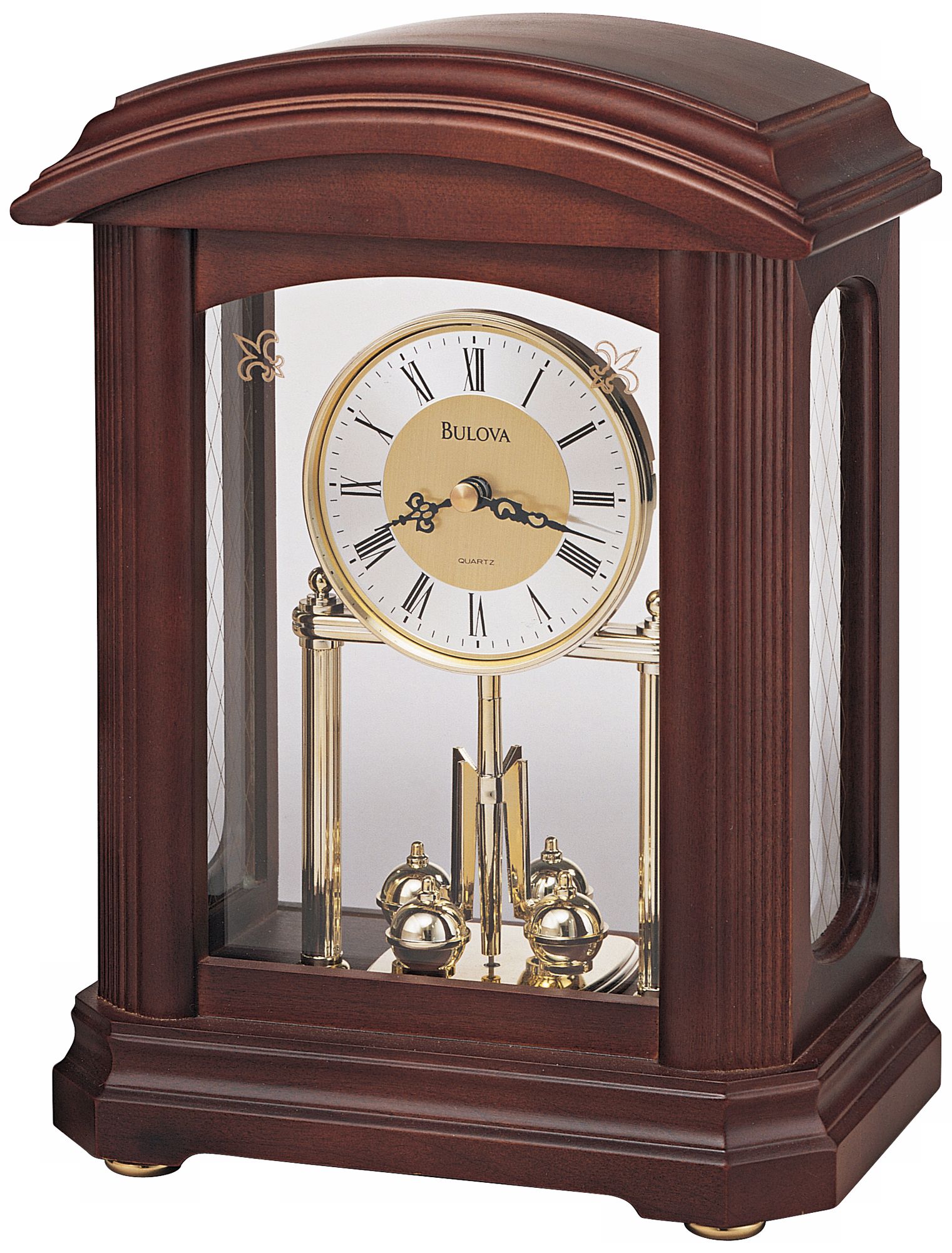 Nordale Walnut Finish 11 1/2" High Bulova Mantel Clock