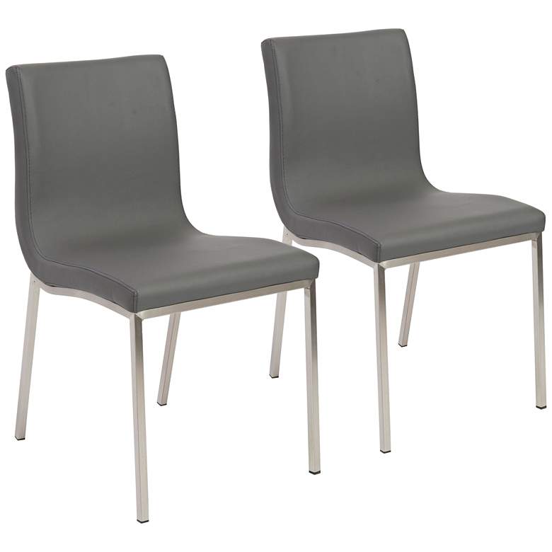 Scott Steel and Gray Leatherette Dining Chair Set of 2