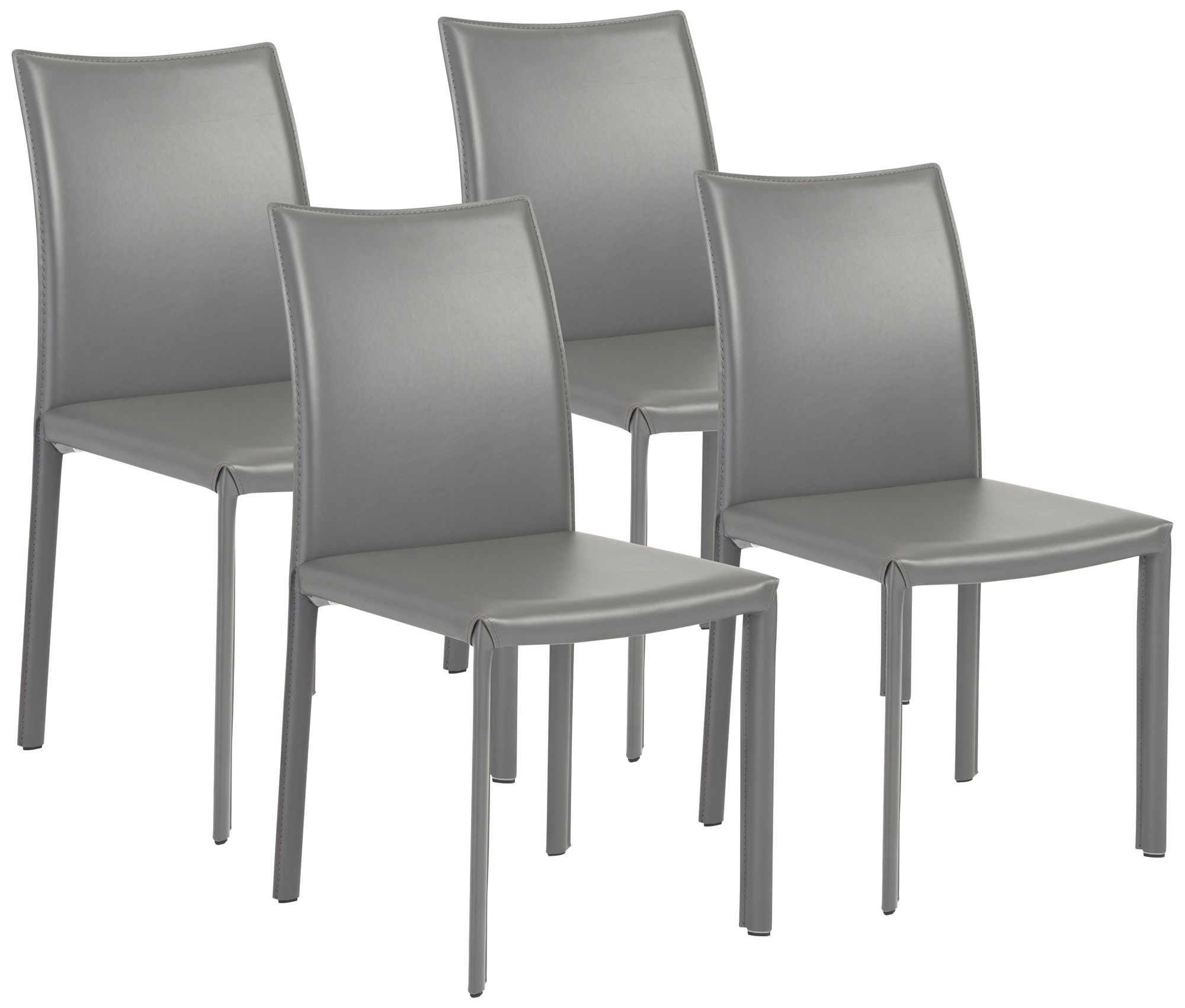 Molly Gray Leatherette And Steel Dining Chair Set Of 4 12c11
