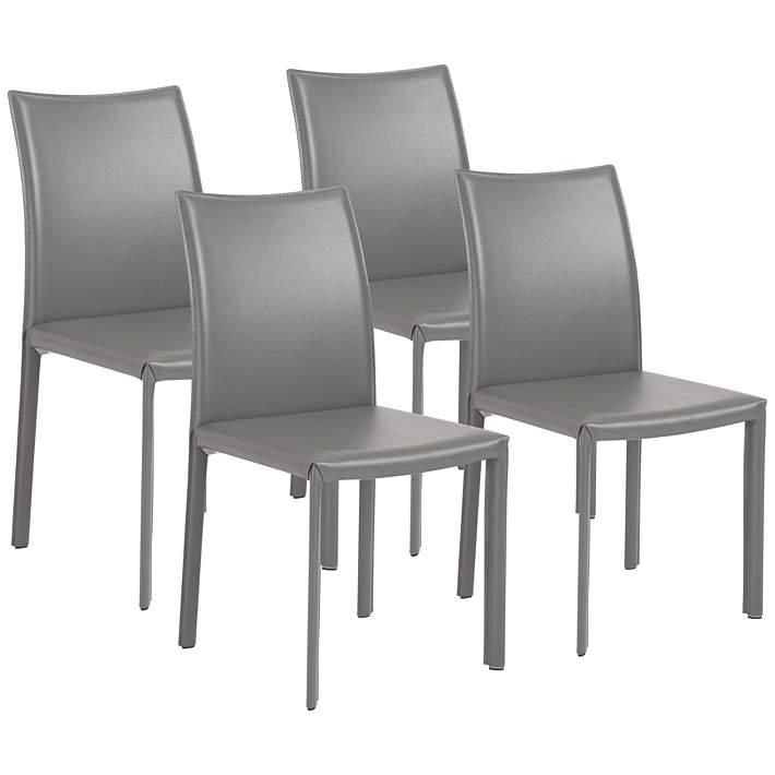 Molly Gray Leatherette And Steel Dining Chair Set Of 4 12c11