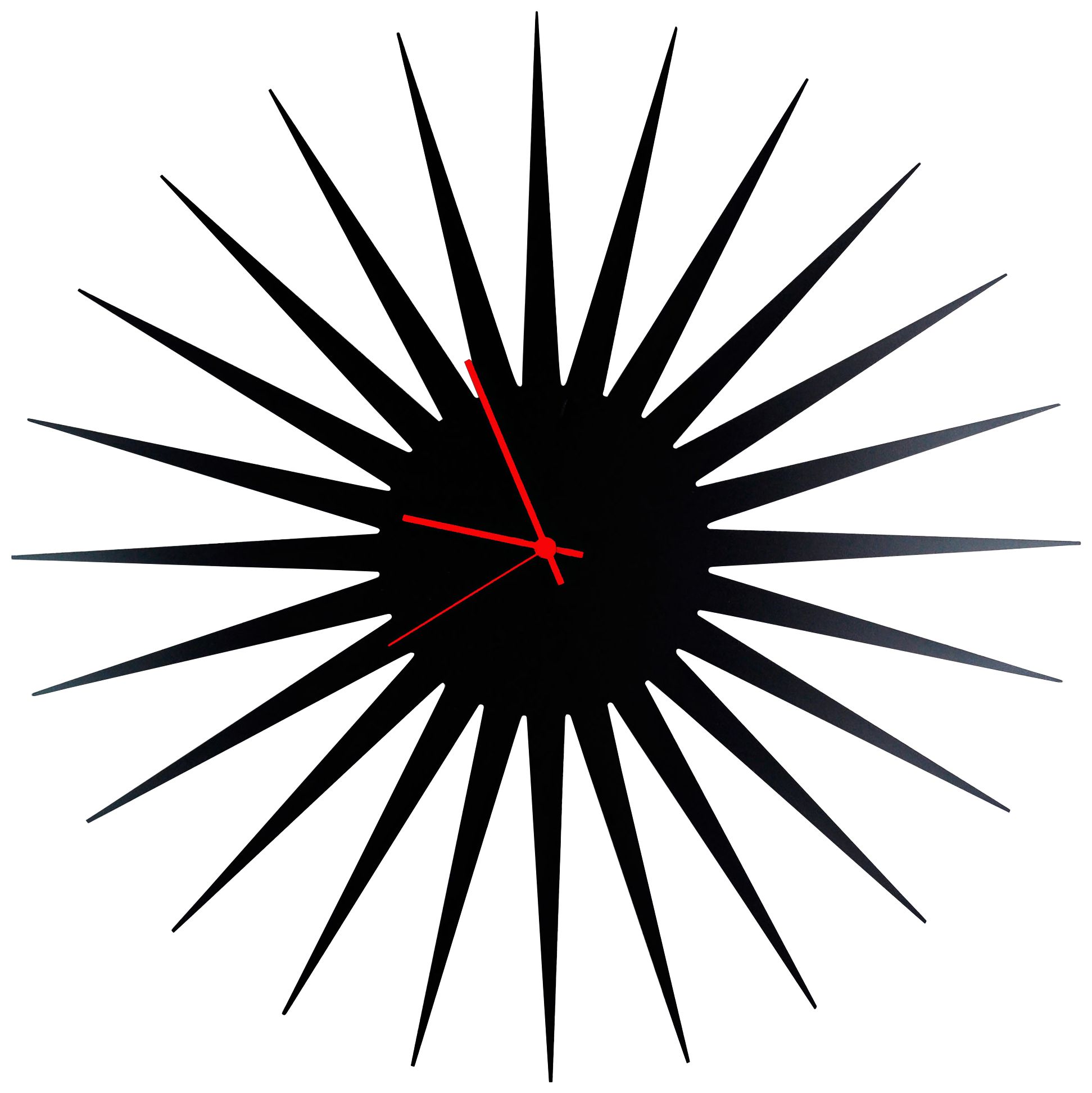 MCM Black with Red 23" Round Starburst Wall Clock