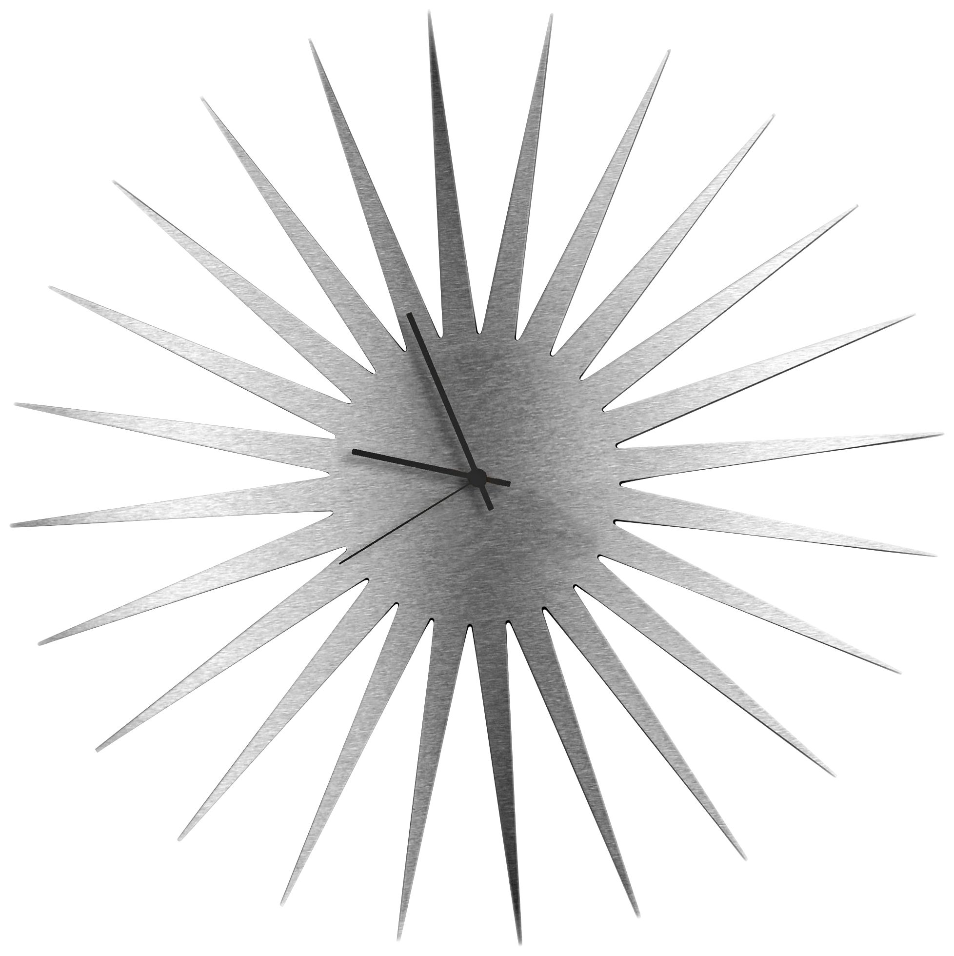 MCM Silver with Black 23" Round Starburst Wall Clock