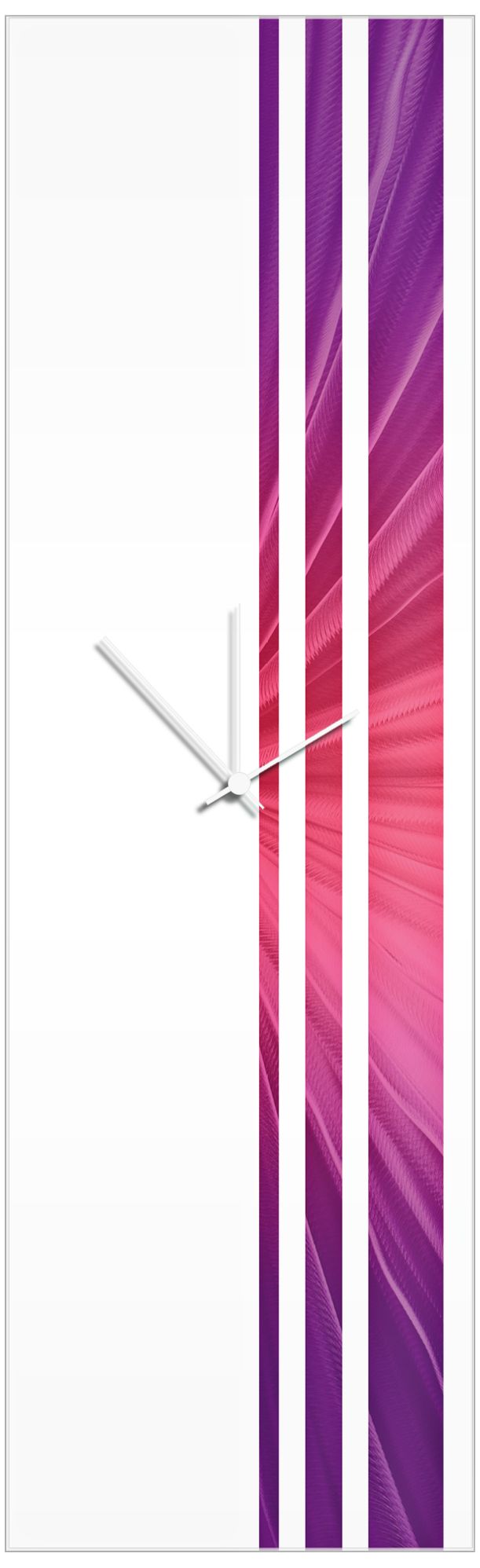 Triple Stripe Purple Silk 30" High Rectangular Wall Clock