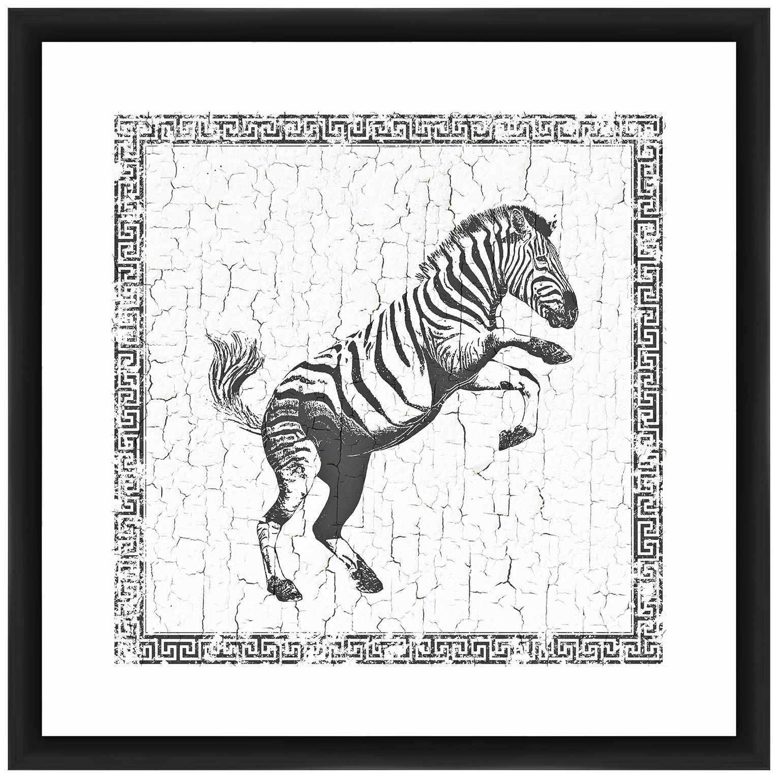 Zebra 22" Square Framed Giclee Wall Art