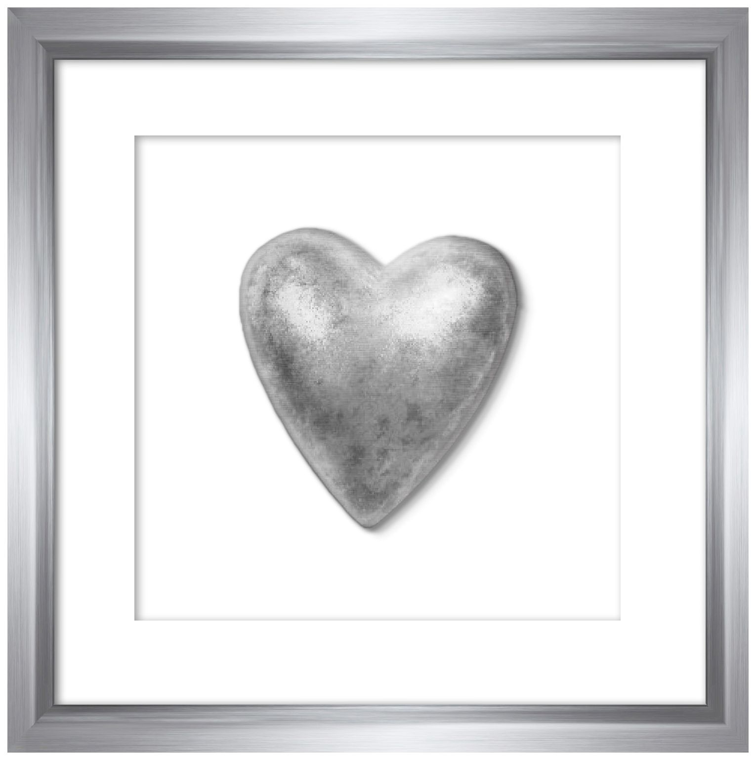 Silver Leafed Heart 9 1/4" Square Framed Wall Art