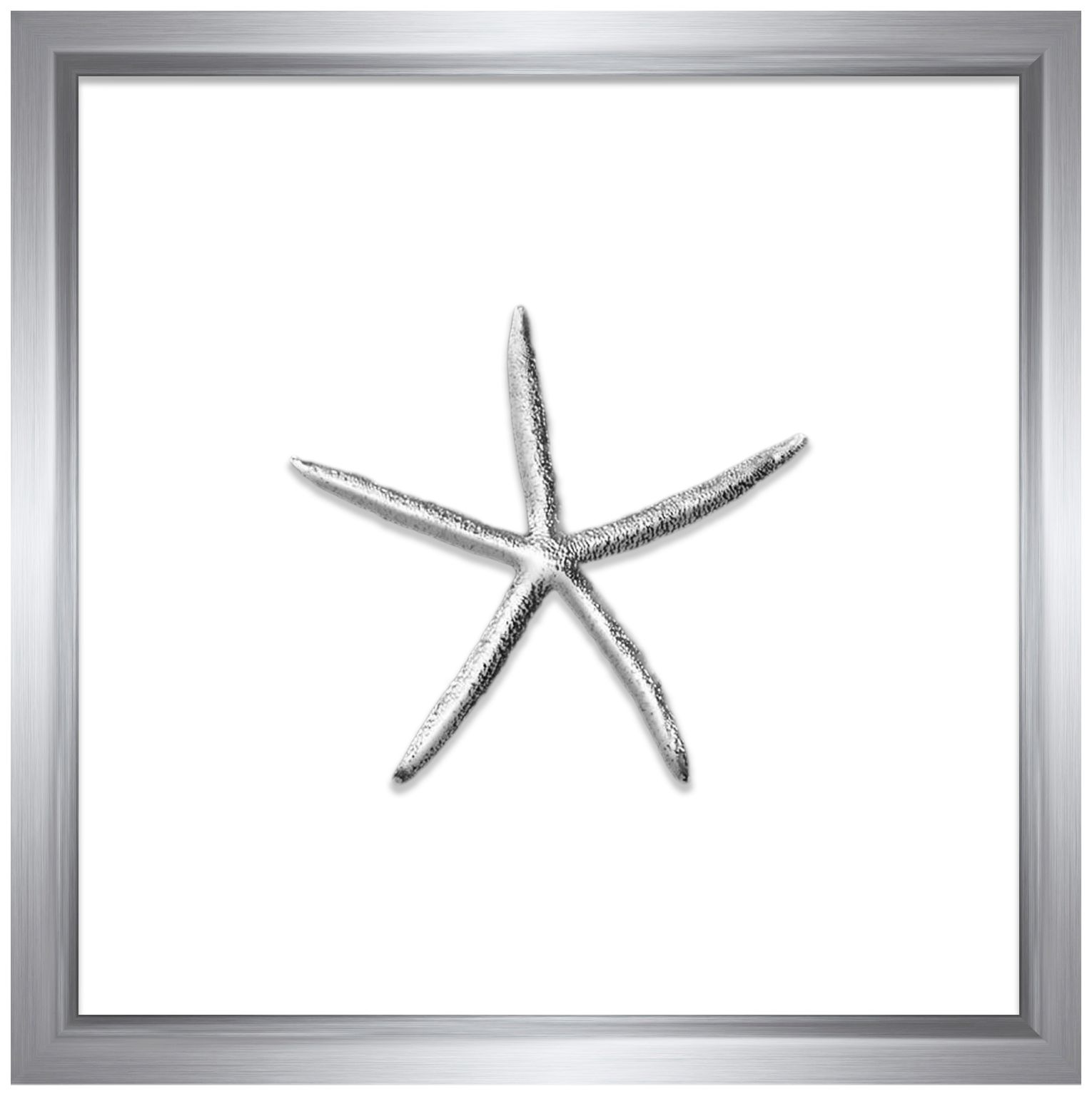Silver Leafed Thin Starfish 16" Square Framed Wall Art