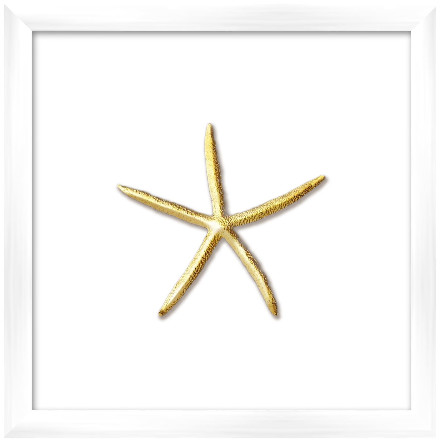 Gold Leafed Thin Starfish 16" Square Framed Wall Art