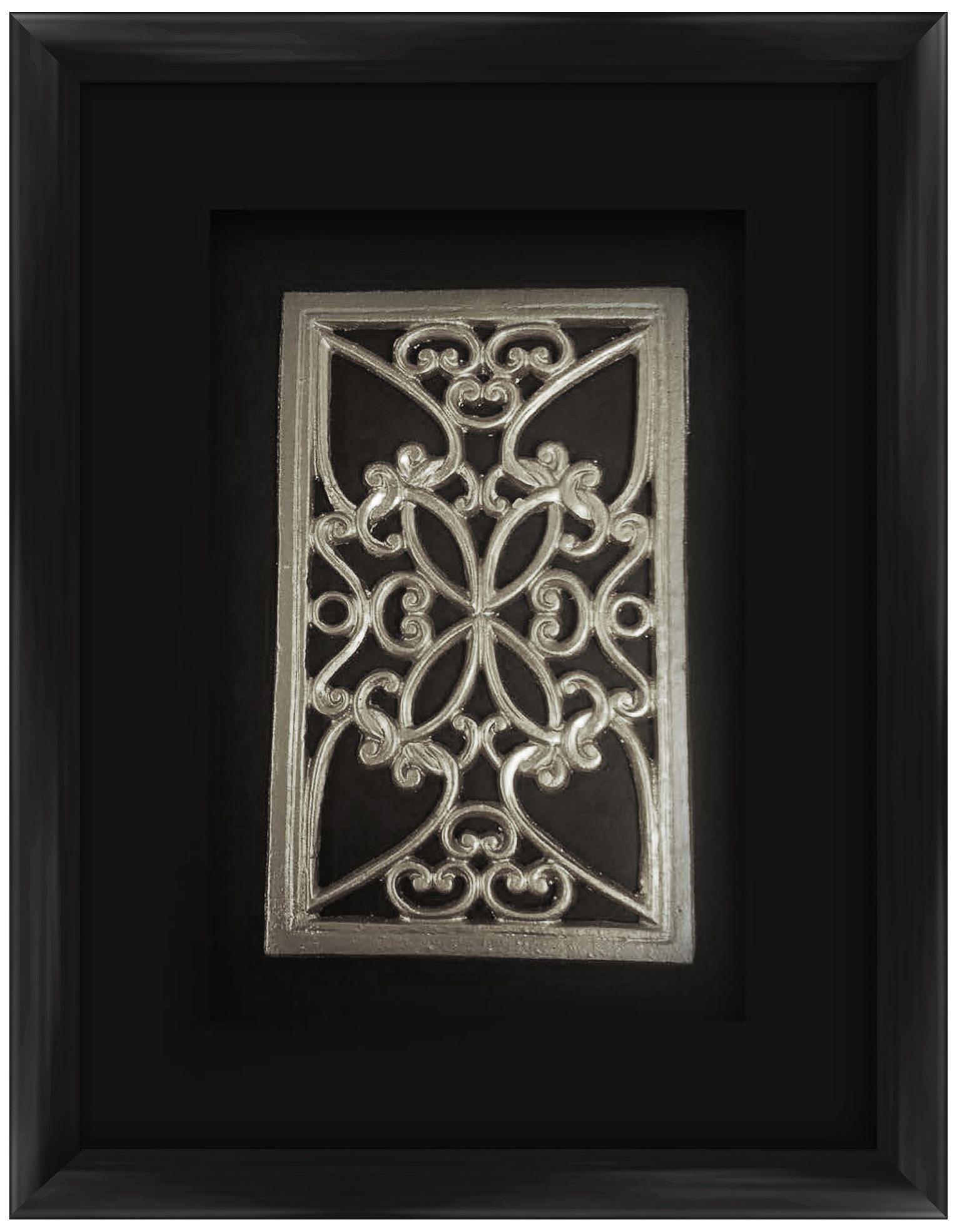 Silver Leafed Medallion 17 1/2" High Framed Wall Art