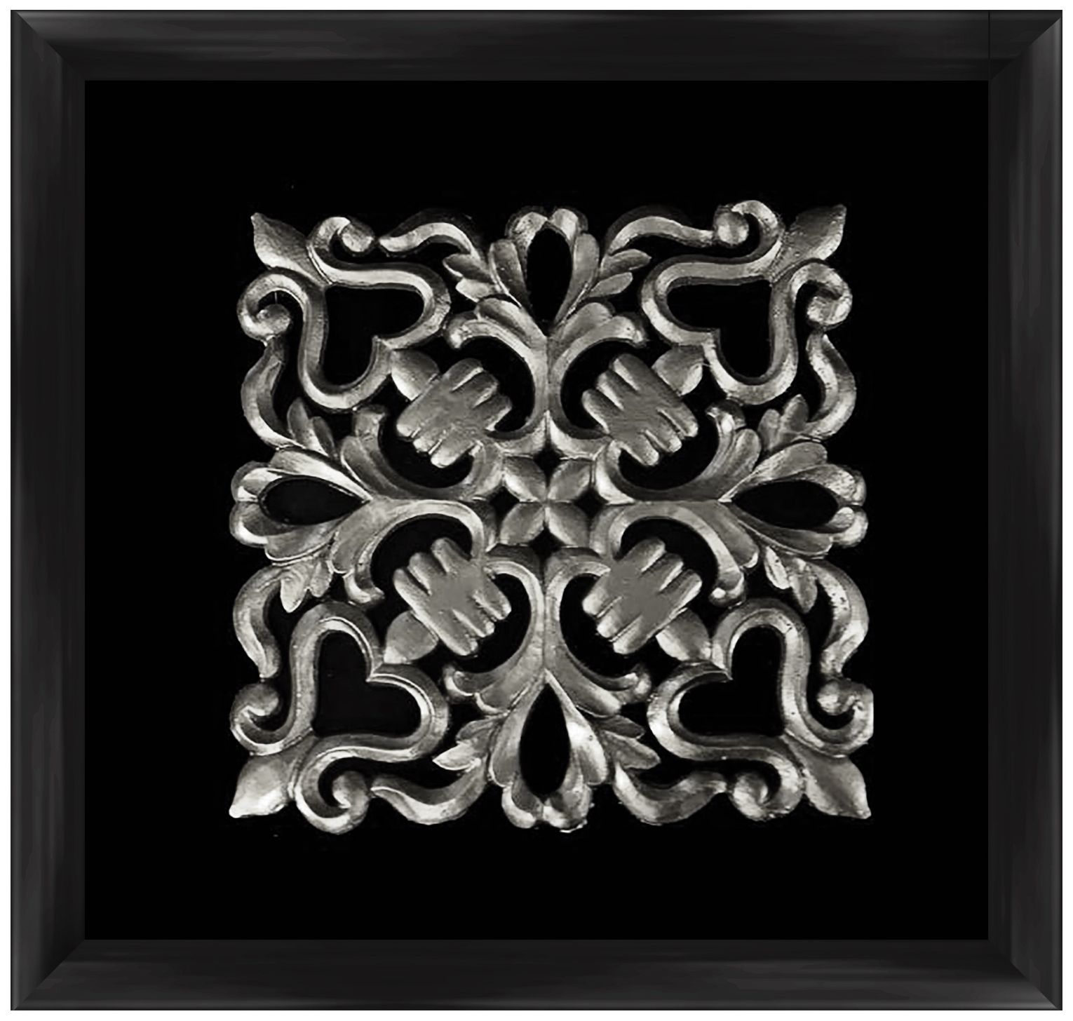 Silver Leafed Crest 16" Square Framed Wall Art