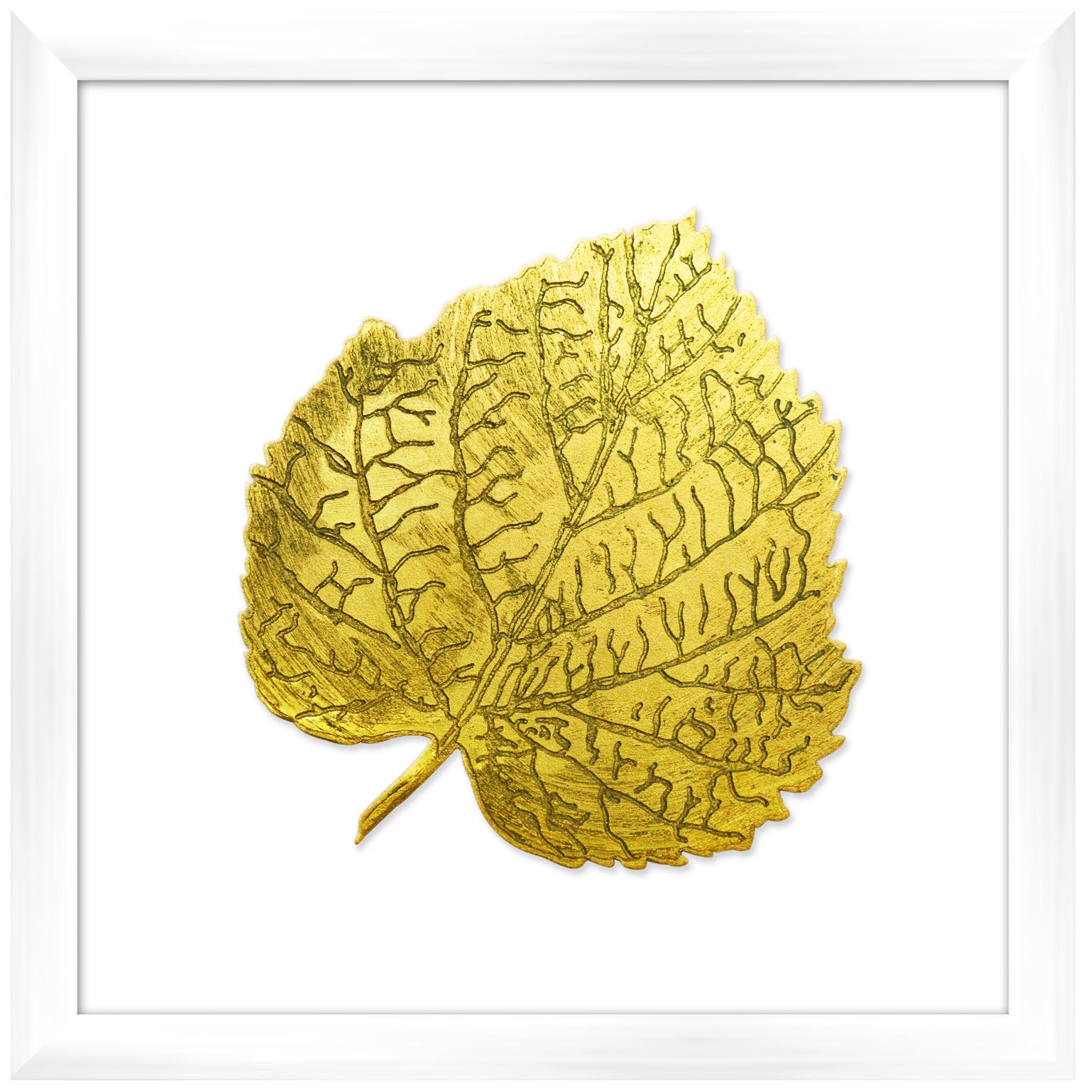 Leaf in Gold 16" Square Framed Wall Art