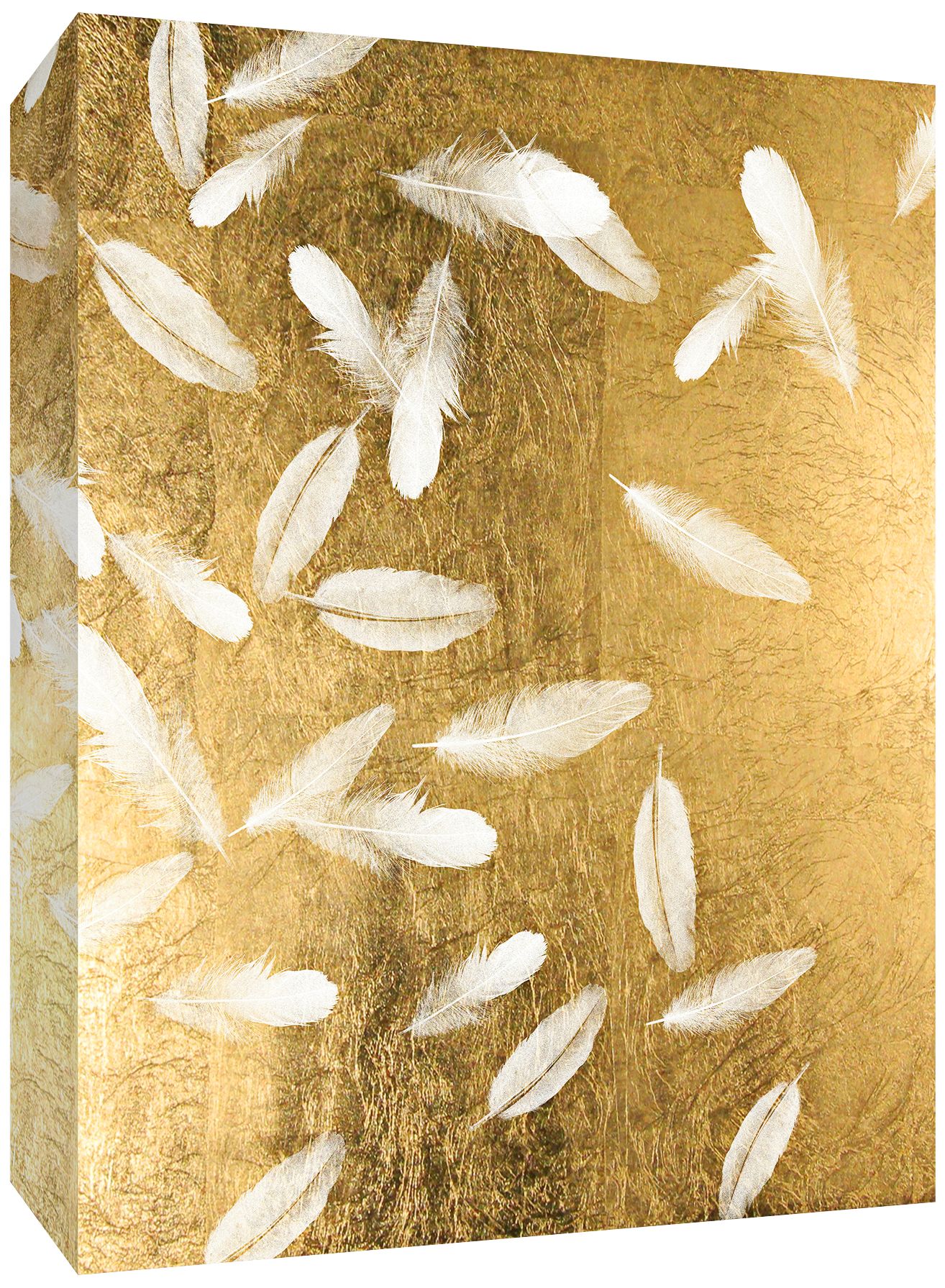 Feathers in Gold 20" High Canvas Wall Art