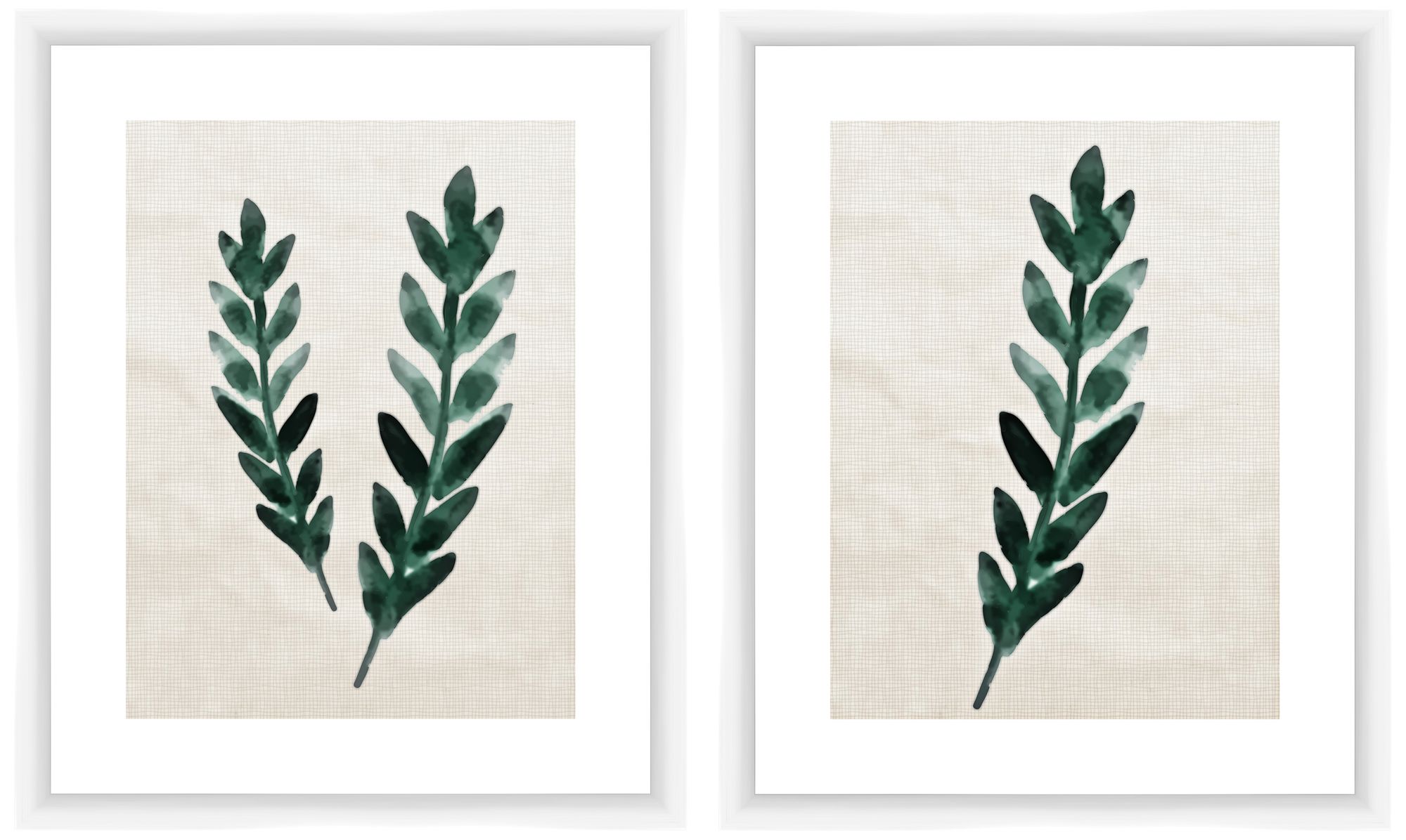 Green Ferns 22" High 2-Piece Framed Giclee Wall Art Set