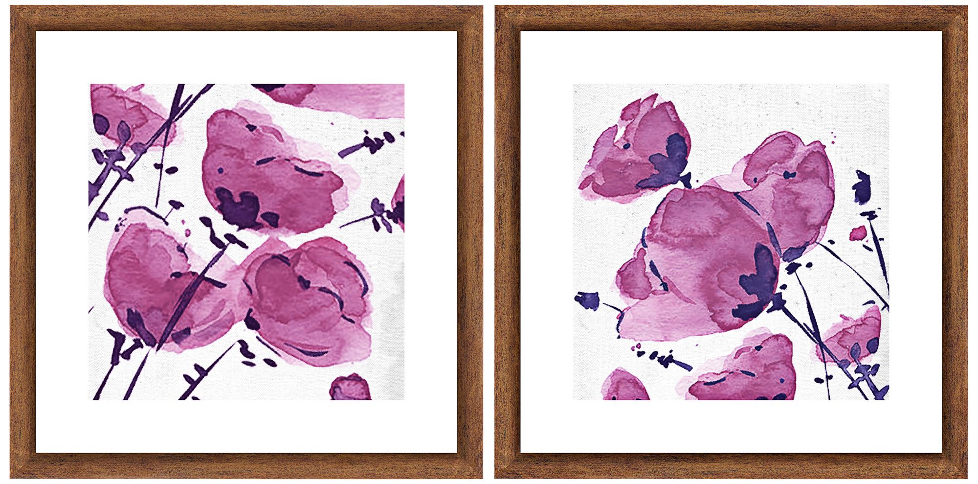 Violet Florals 18"W 2-Piece Framed Giclee Wall Art Set