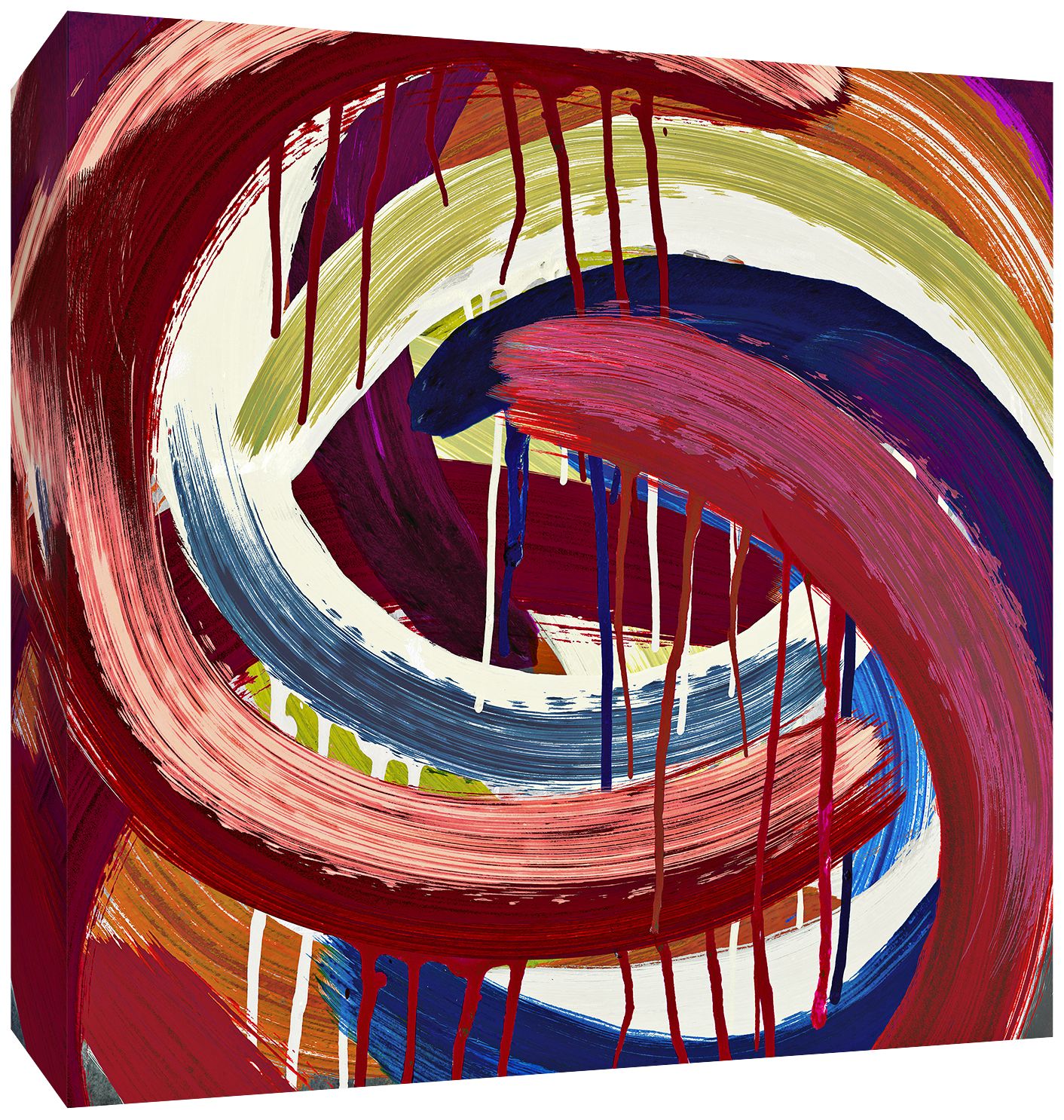 Red Abstract Swirls 30" Square Canvas Wall Art