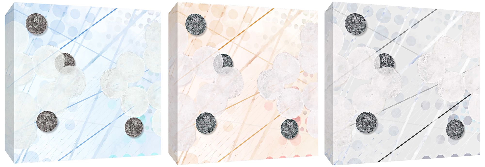 Mid Century Circles 3-Piece 16" Square Canvas Wall Art Set