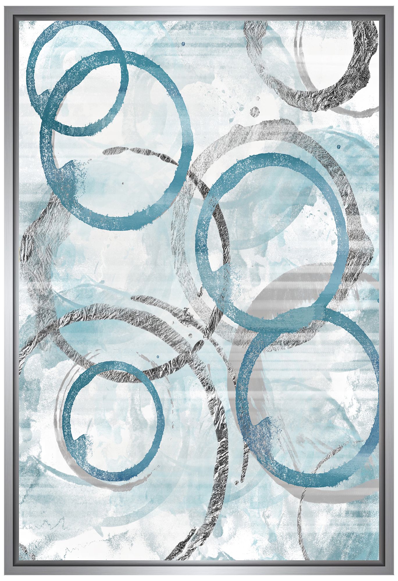 Blue Circles Framed 37 3/4" High Framed Canvas Wall Art 12R00